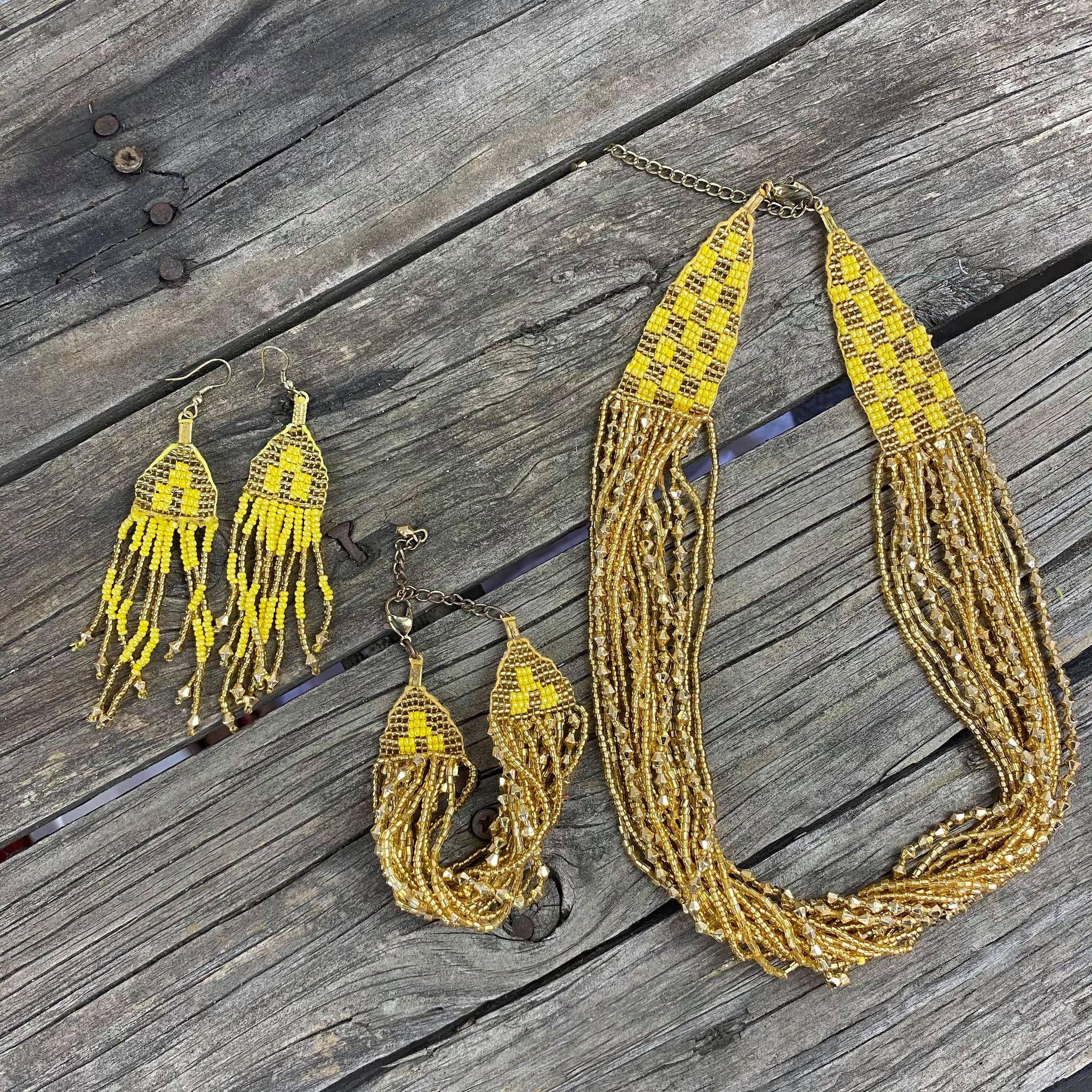 Fair Trade Gold Beaded Jewellery Set