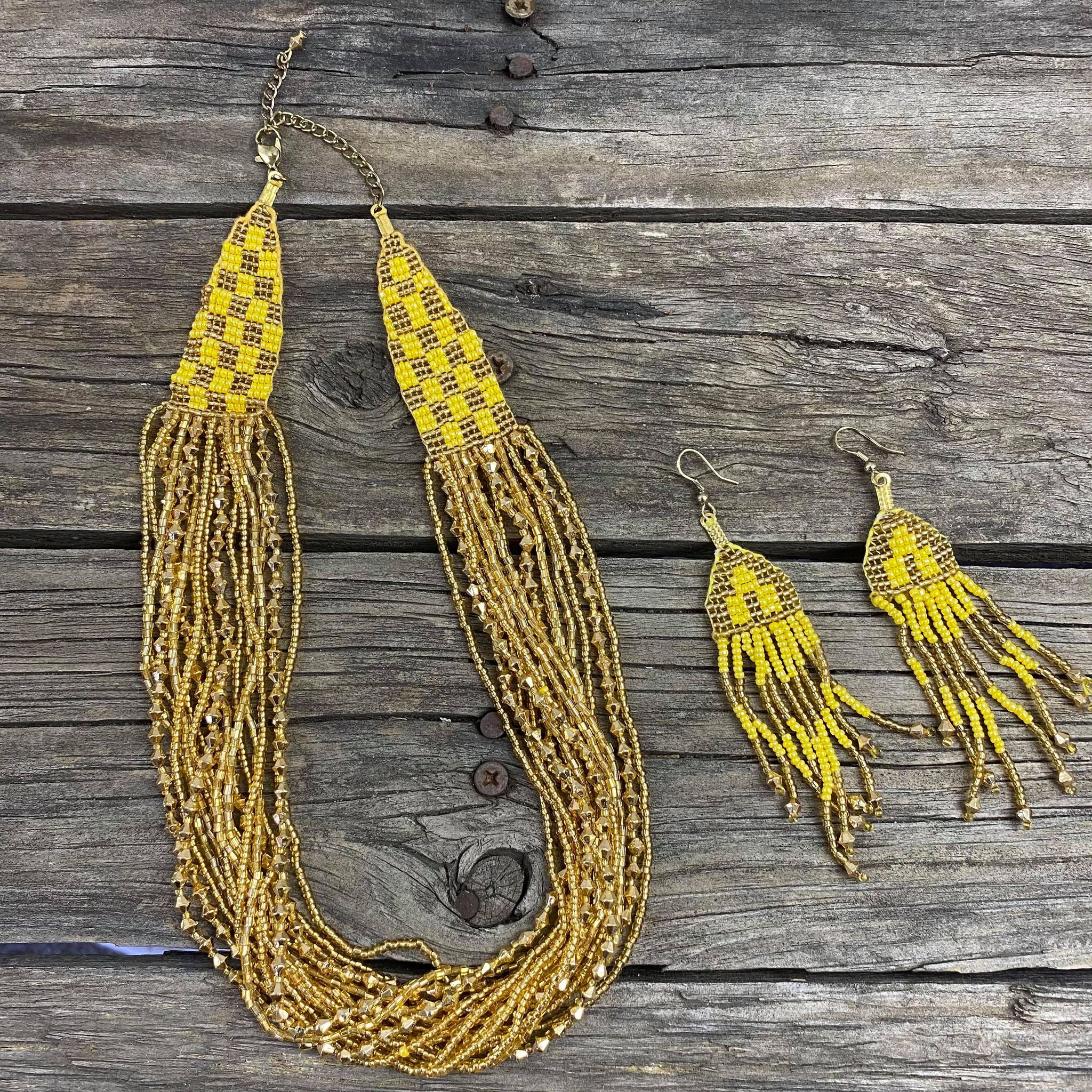 Fair Trade Gold Beaded Jewellery Set