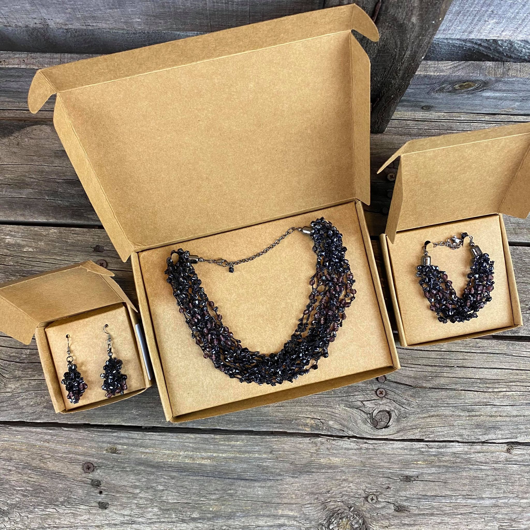 Fair Trade Dark Purple Cluster Beaded Jewellery Set