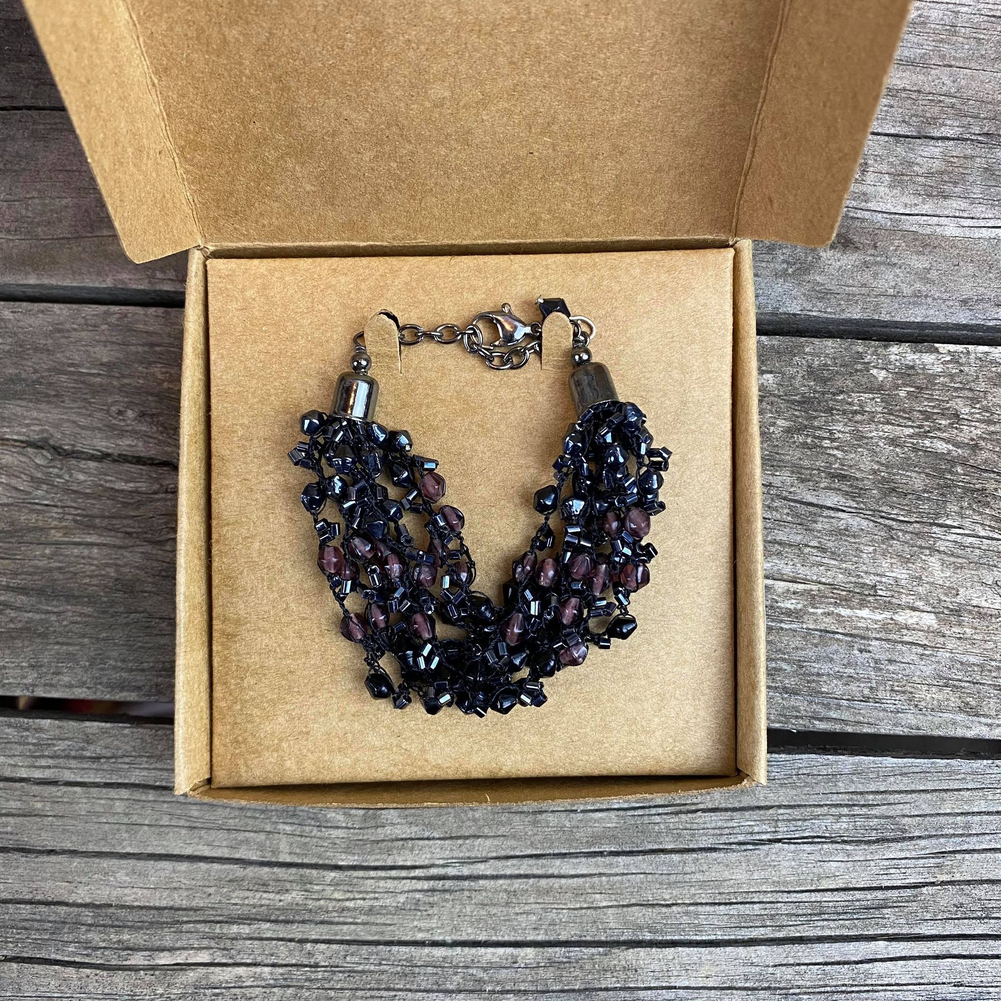 Fair Trade Dark Purple Cluster Beaded Jewellery Set
