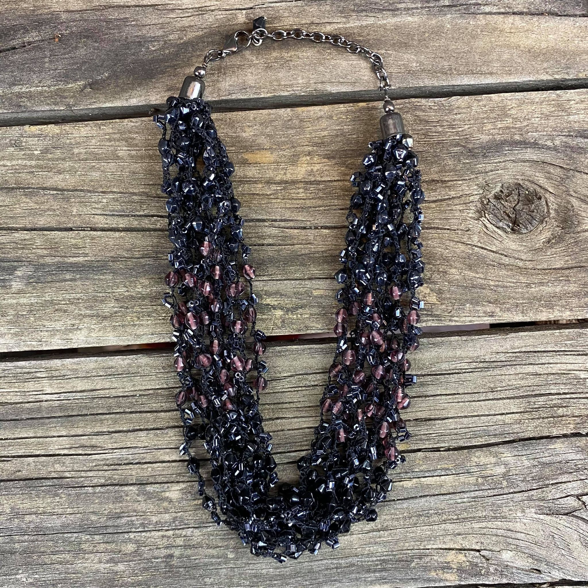 Fair Trade Dark Purple Cluster Beaded Jewellery Set