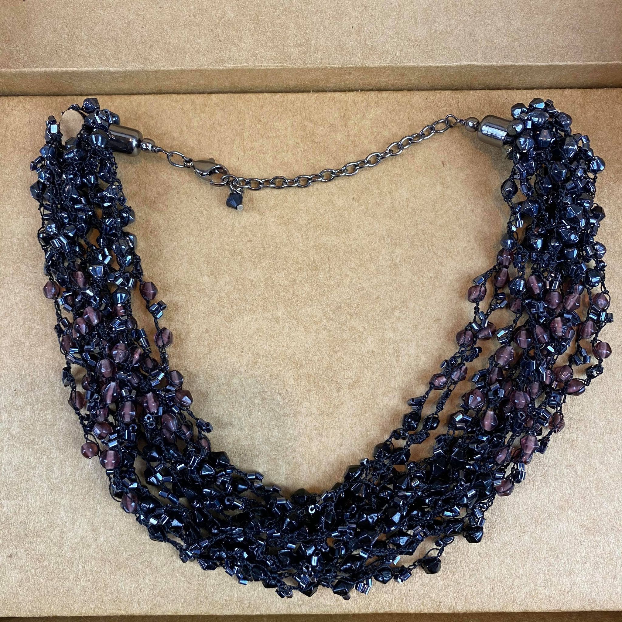 Fair Trade Dark Purple Cluster Beaded Jewellery Set