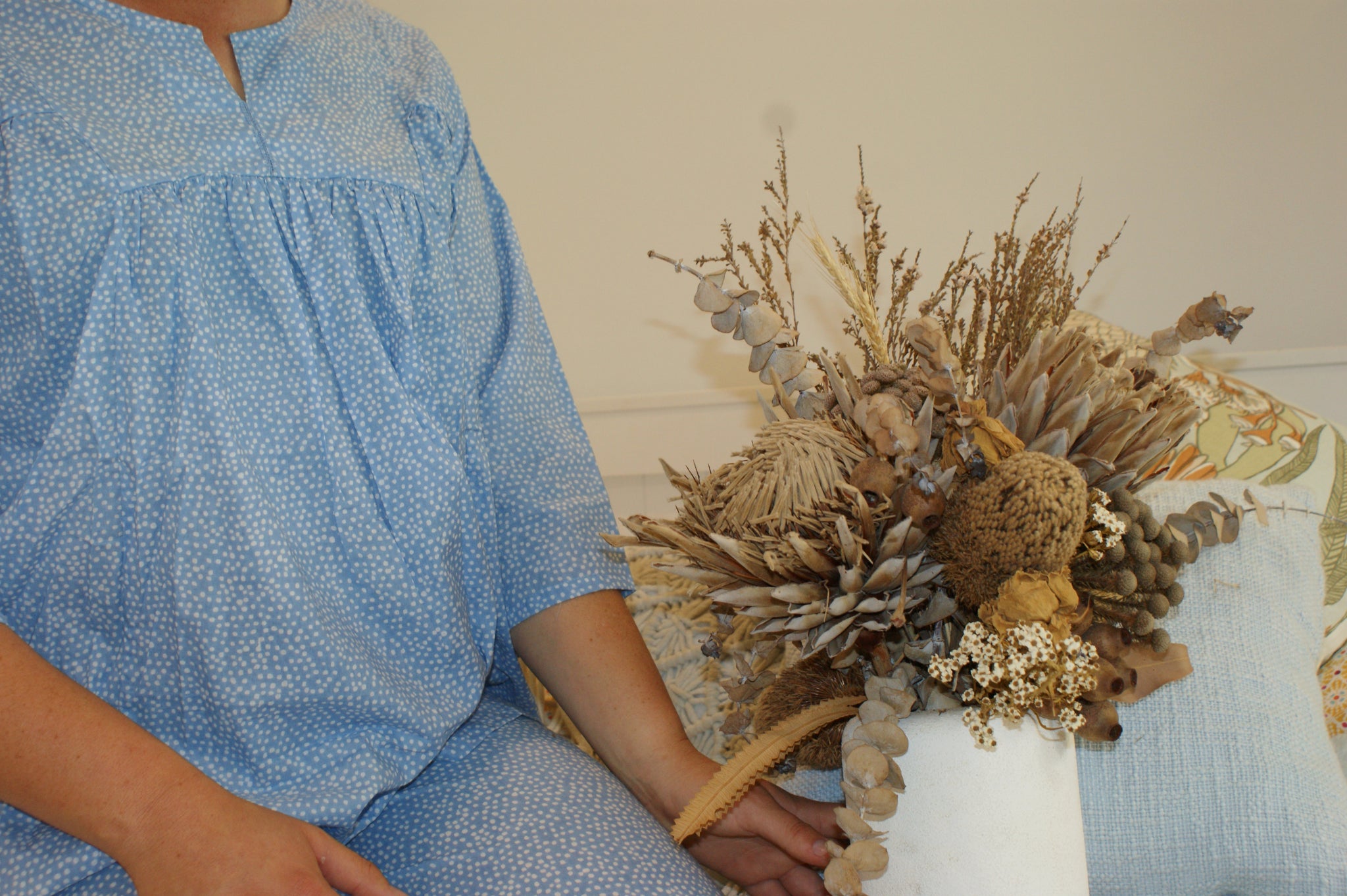 Fair Trade Cotton Loungewear Blue with White Dots