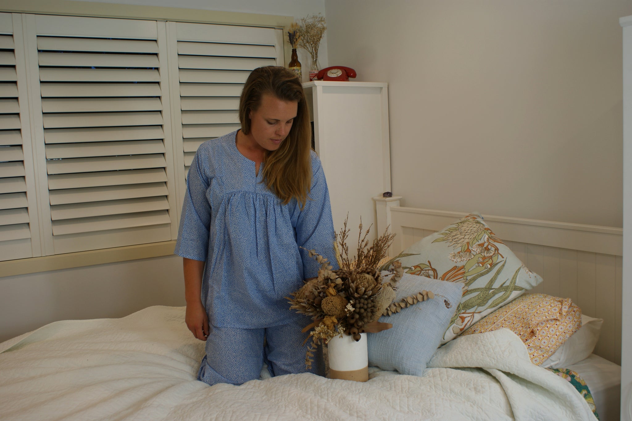 Fair Trade Cotton Loungewear Blue with White Dots