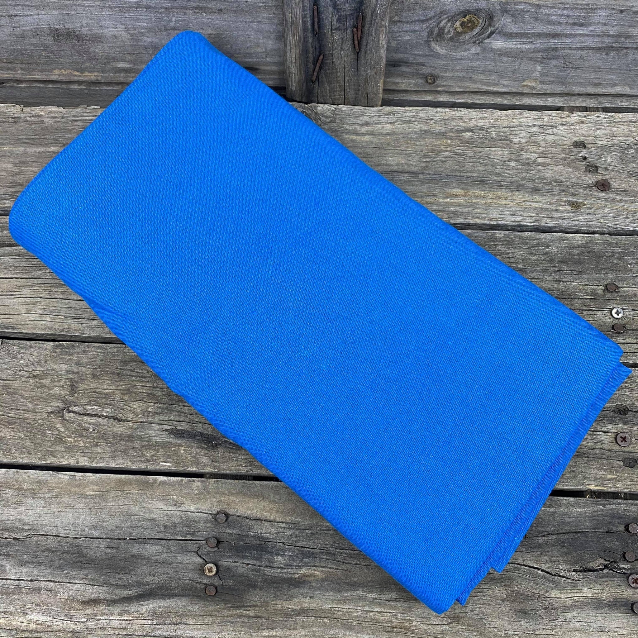 Fair trade ethical handwoven table cloth in bright blue colouring