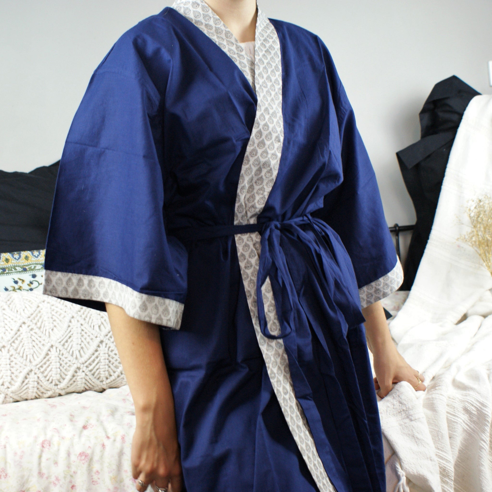 Fair Trade Ethical Cotton Robe Blue