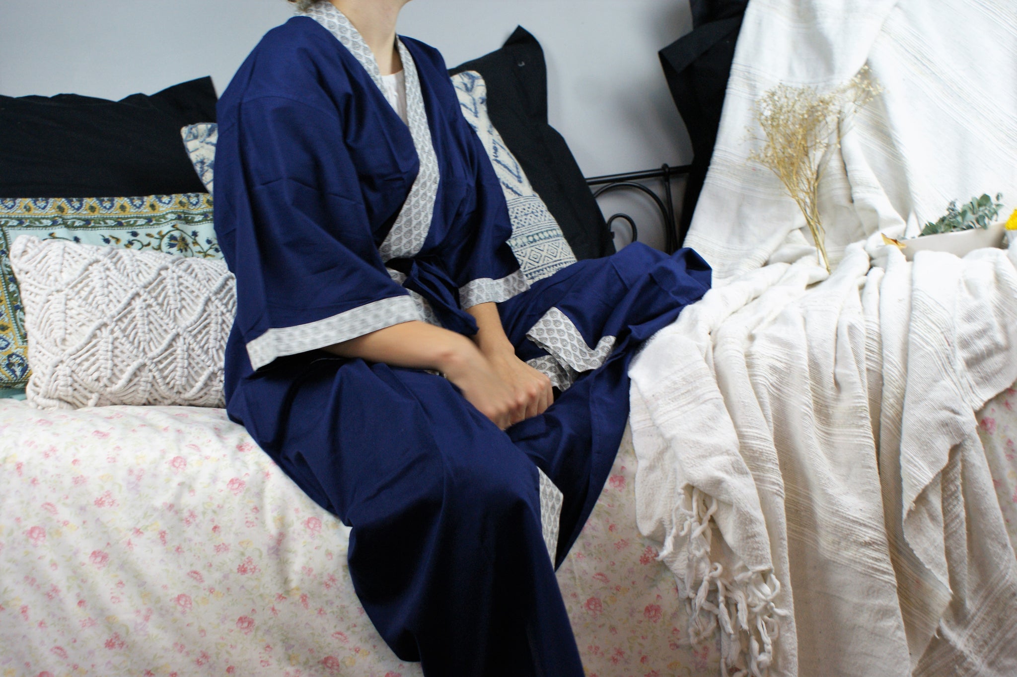 Fair Trade Ethical Cotton Robe Blue