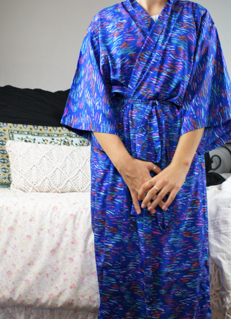 Fair Trade Blue Colourful Nights Robe