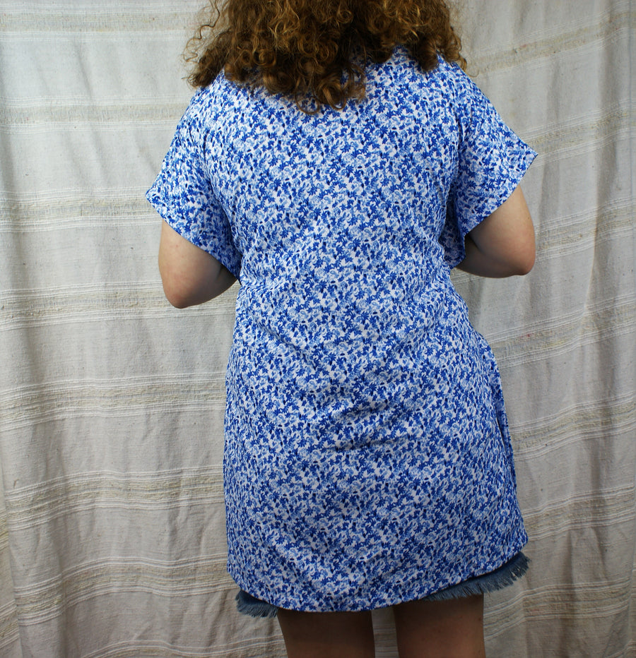 Fair Trade Blue Small Flower Kaftan