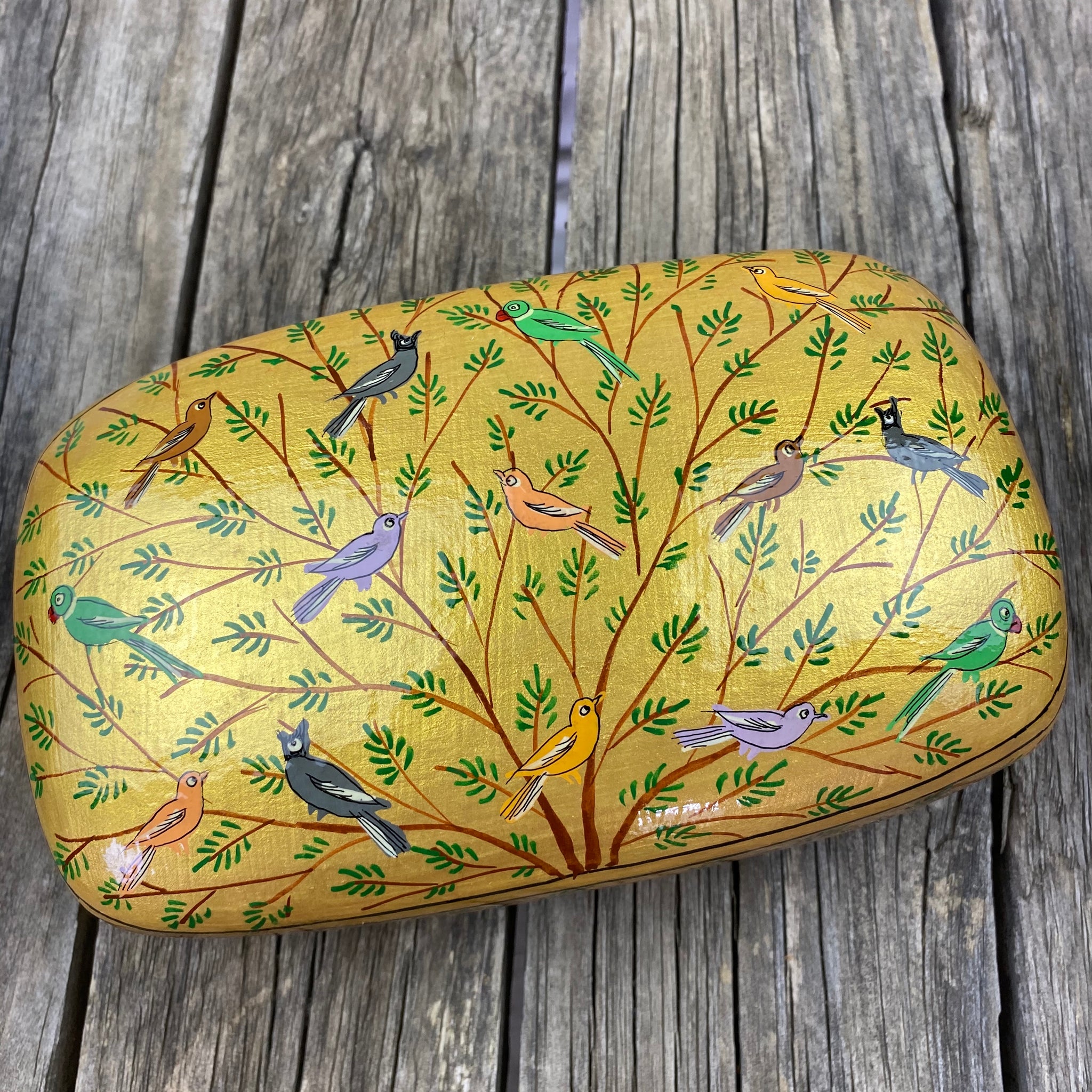 Fair Trade Gold Tree of Life Paper Mache Box