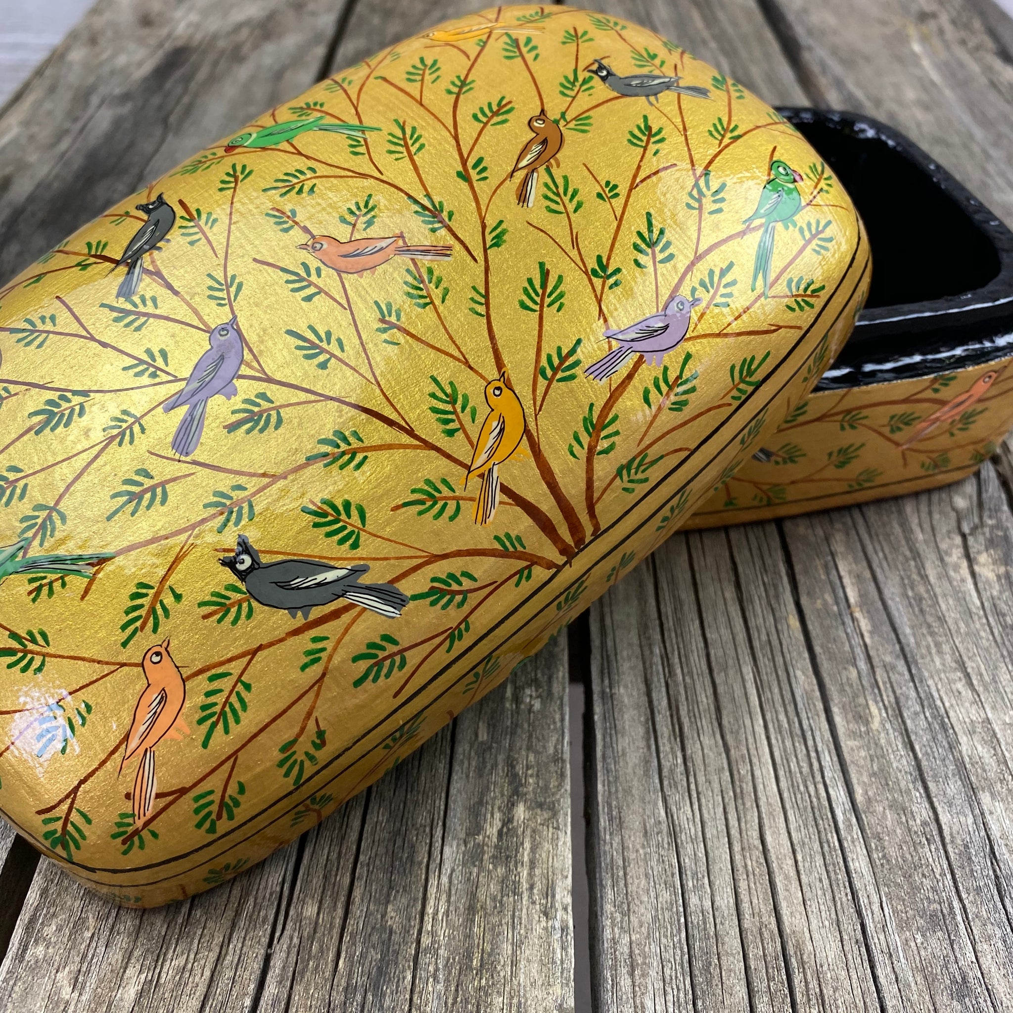 Fair Trade Gold Tree of Life Paper Mache Box