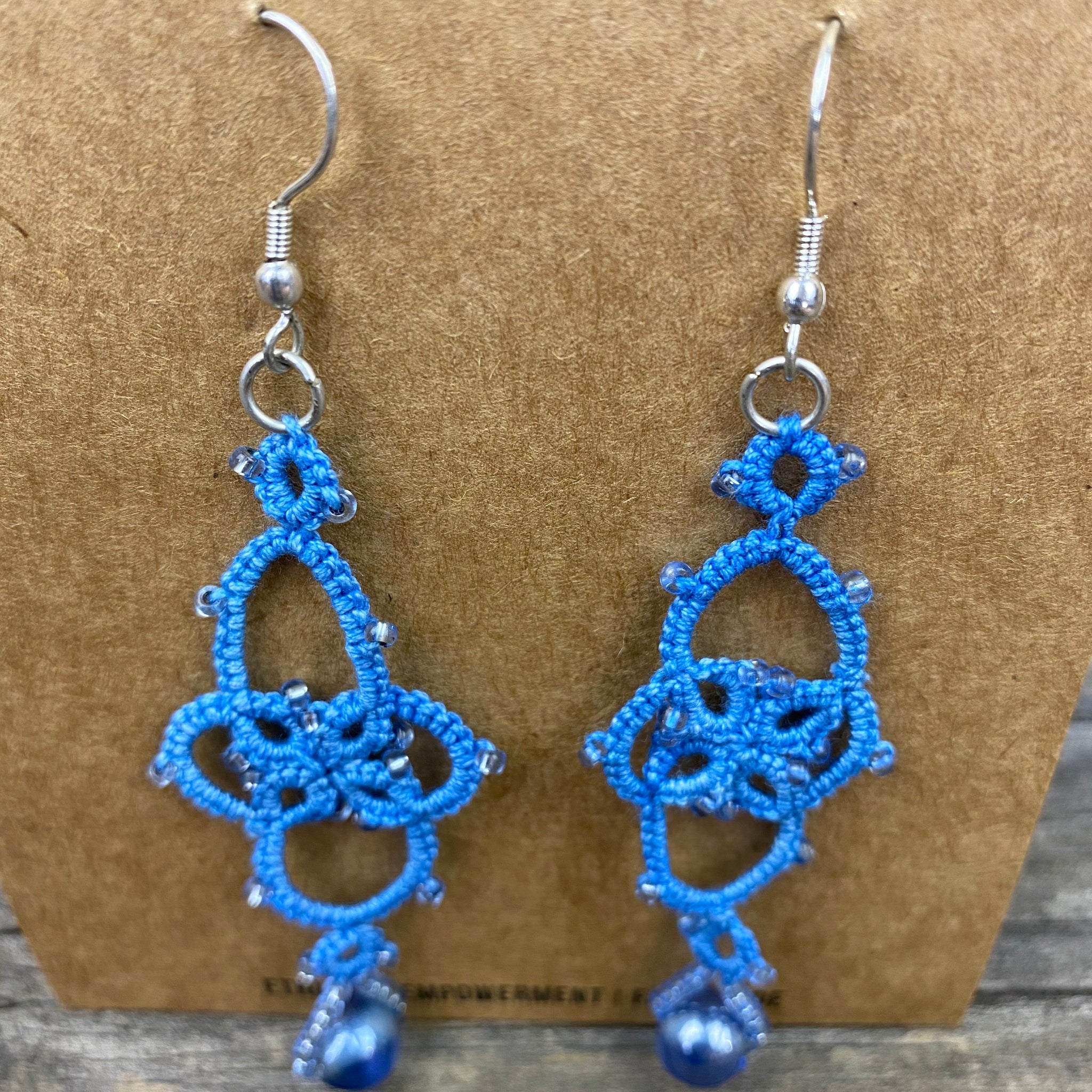 Fair Trade Tatted Dangle Flower Earrings