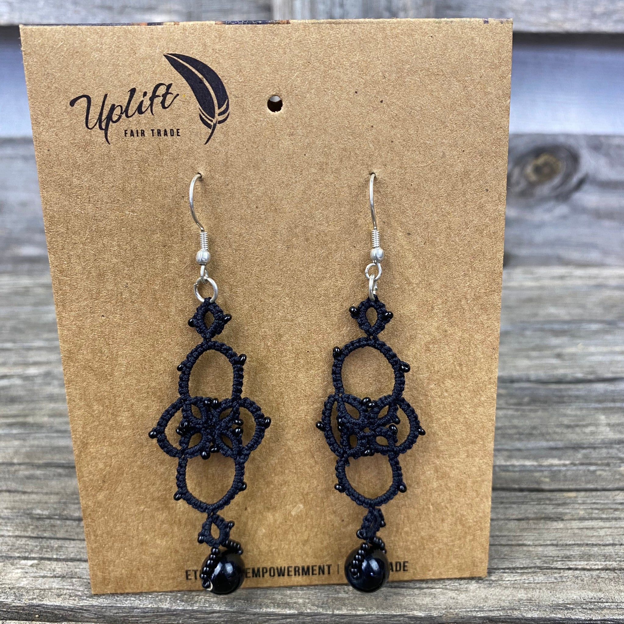 Fair Trade Tatted Dangle Flower Earrings