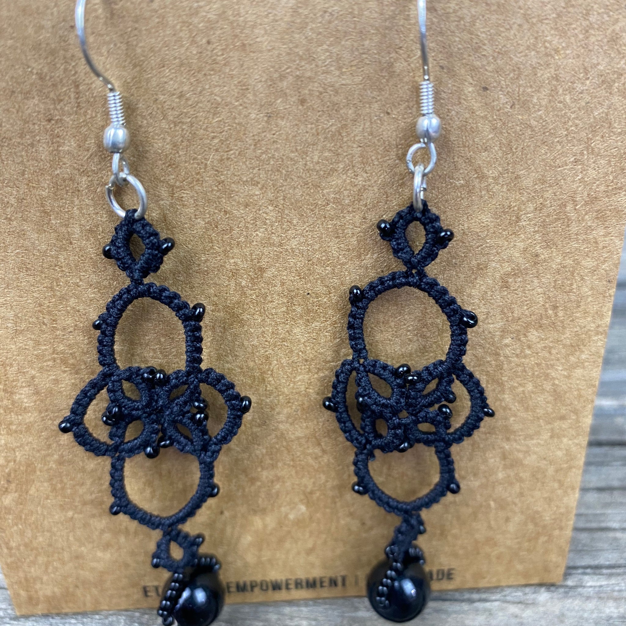 Fair Trade Tatted Dangle Flower Earrings