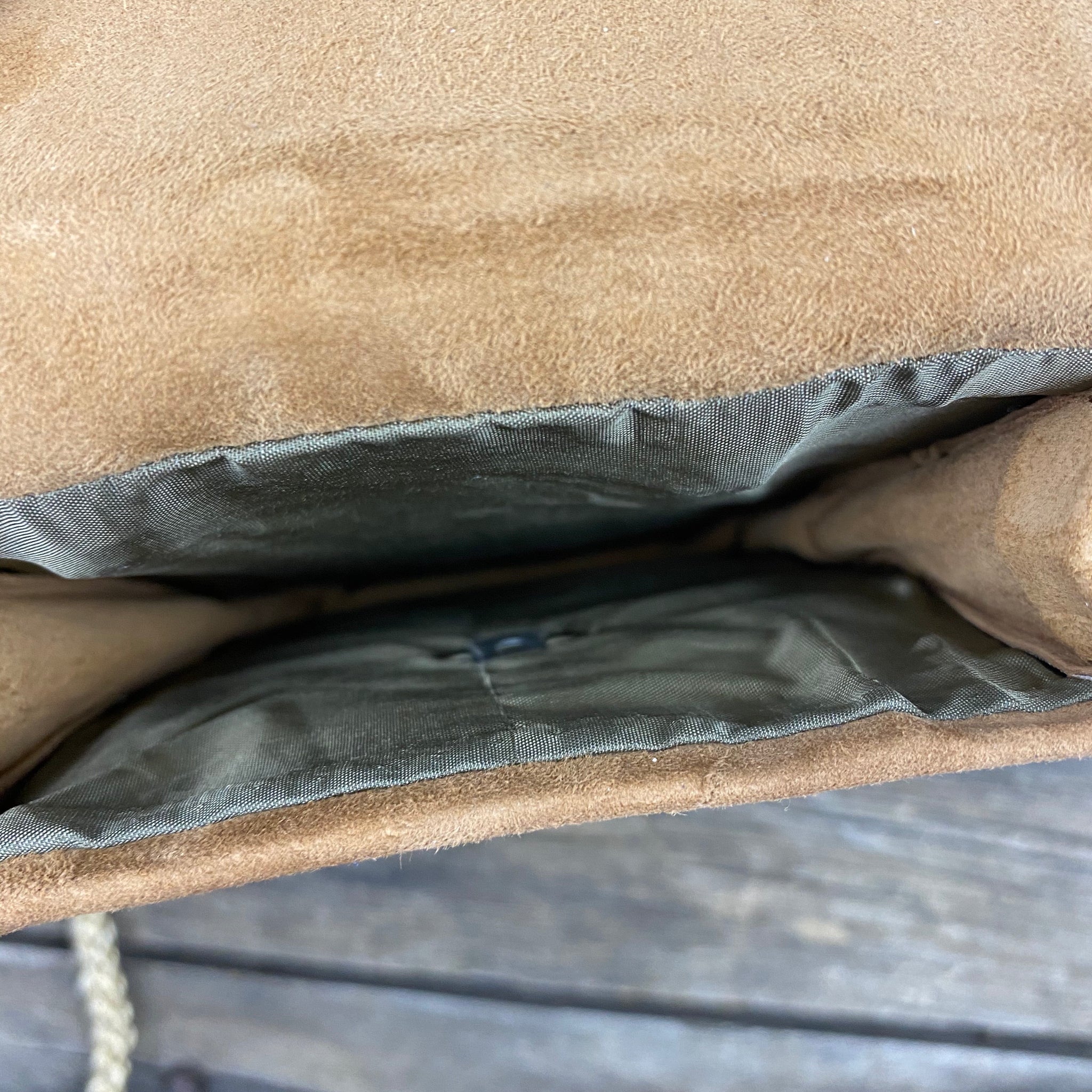 Fair Trade Ethical Suede Embroidered Mobile Bag -Brown