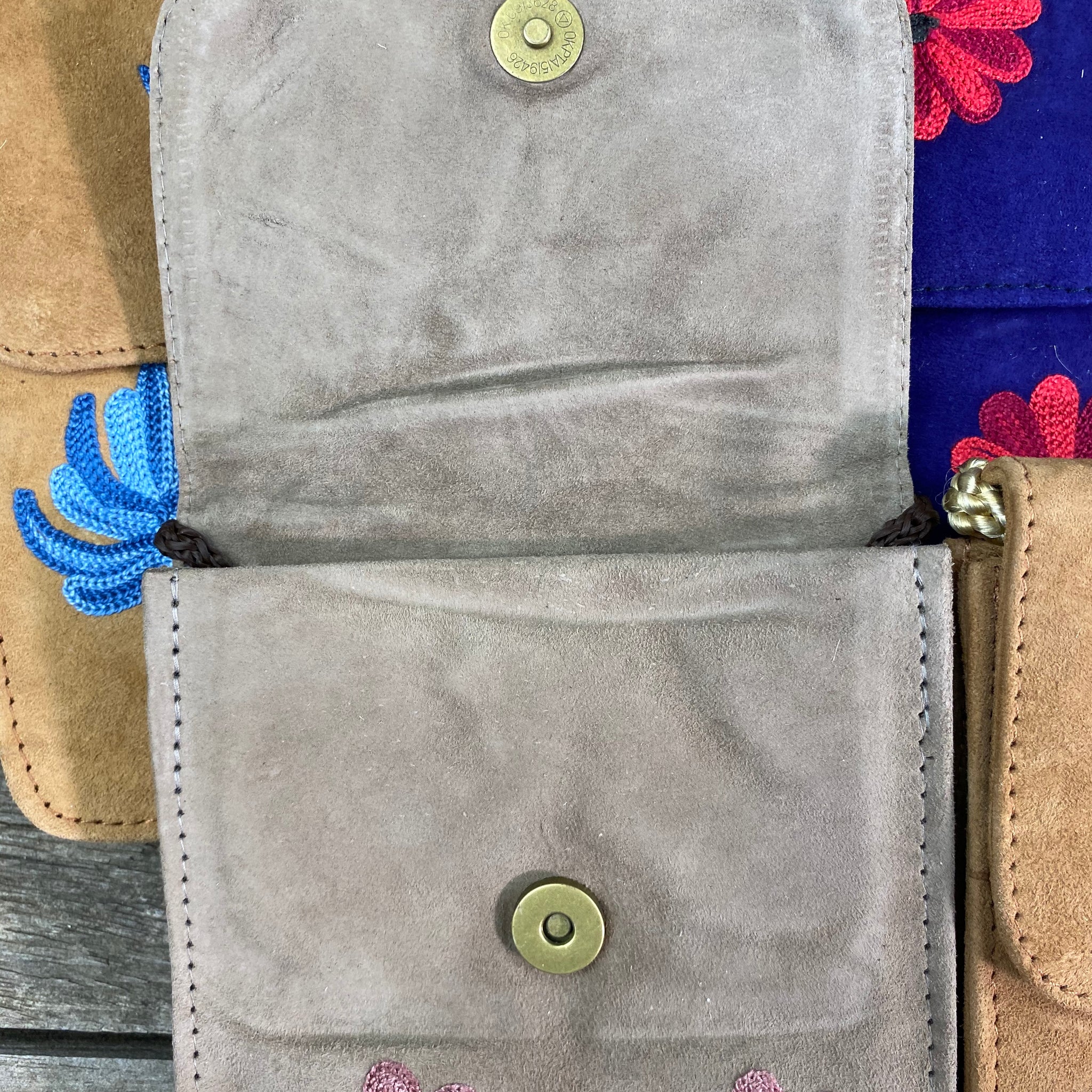 Fair Trade Embroidered Suede  Mobile Purse with Flap - Assorted