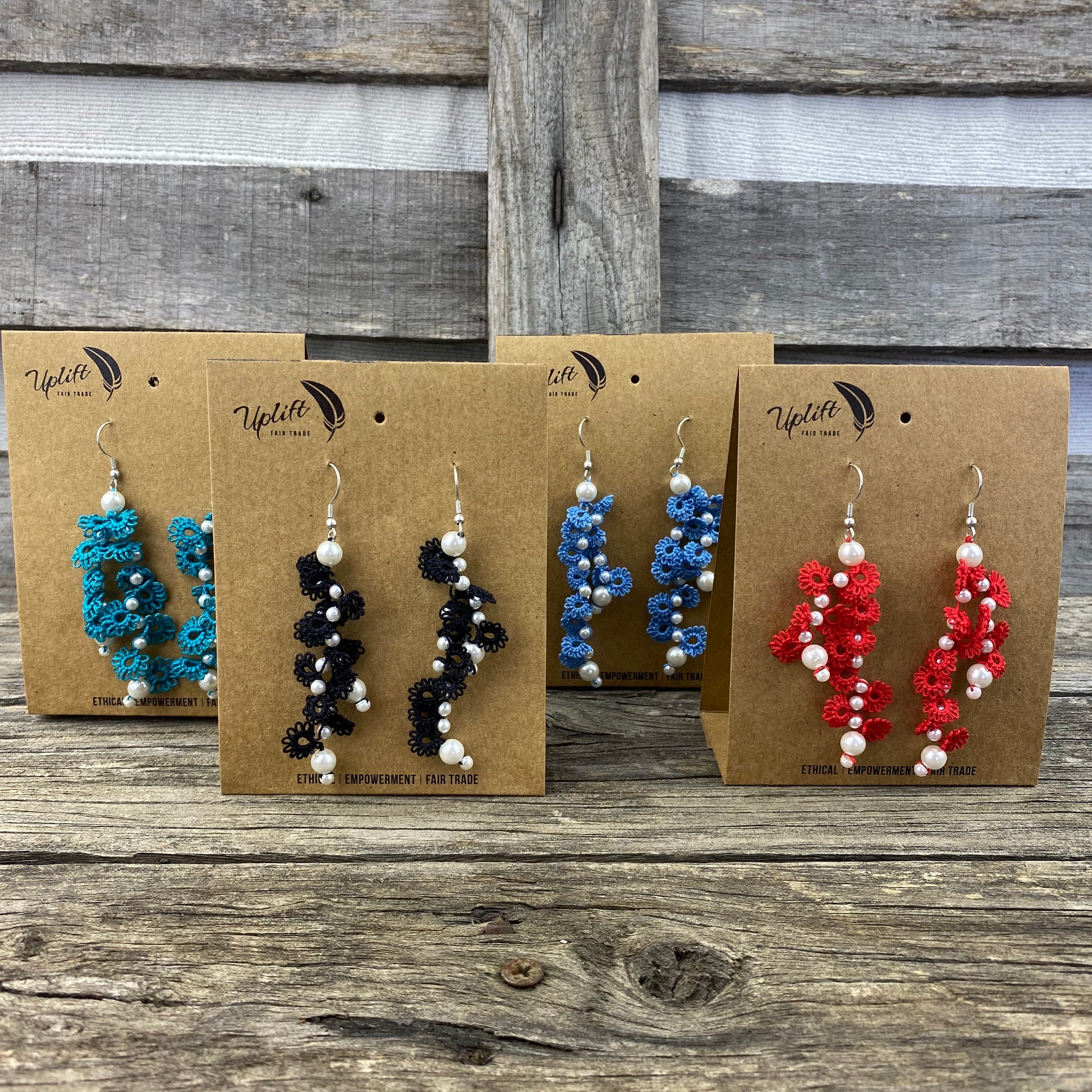 Fair Trade Earrings Tatted Cascade Design