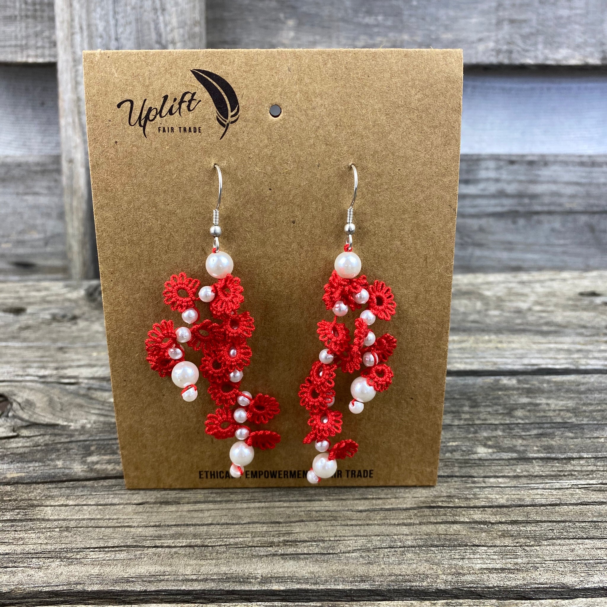 Fair Trade Earrings Tatted Cascade Design