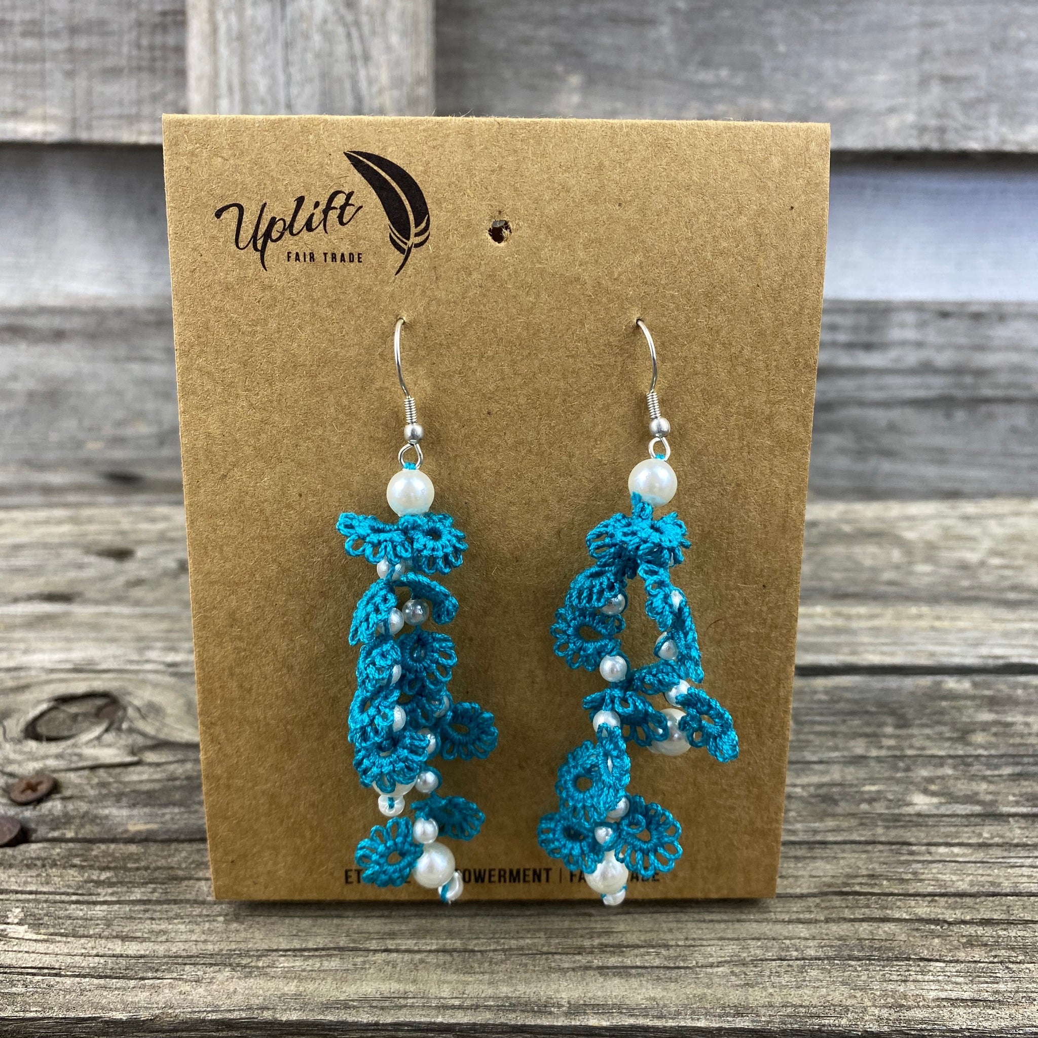 Fair Trade Earrings Tatted Cascade Design