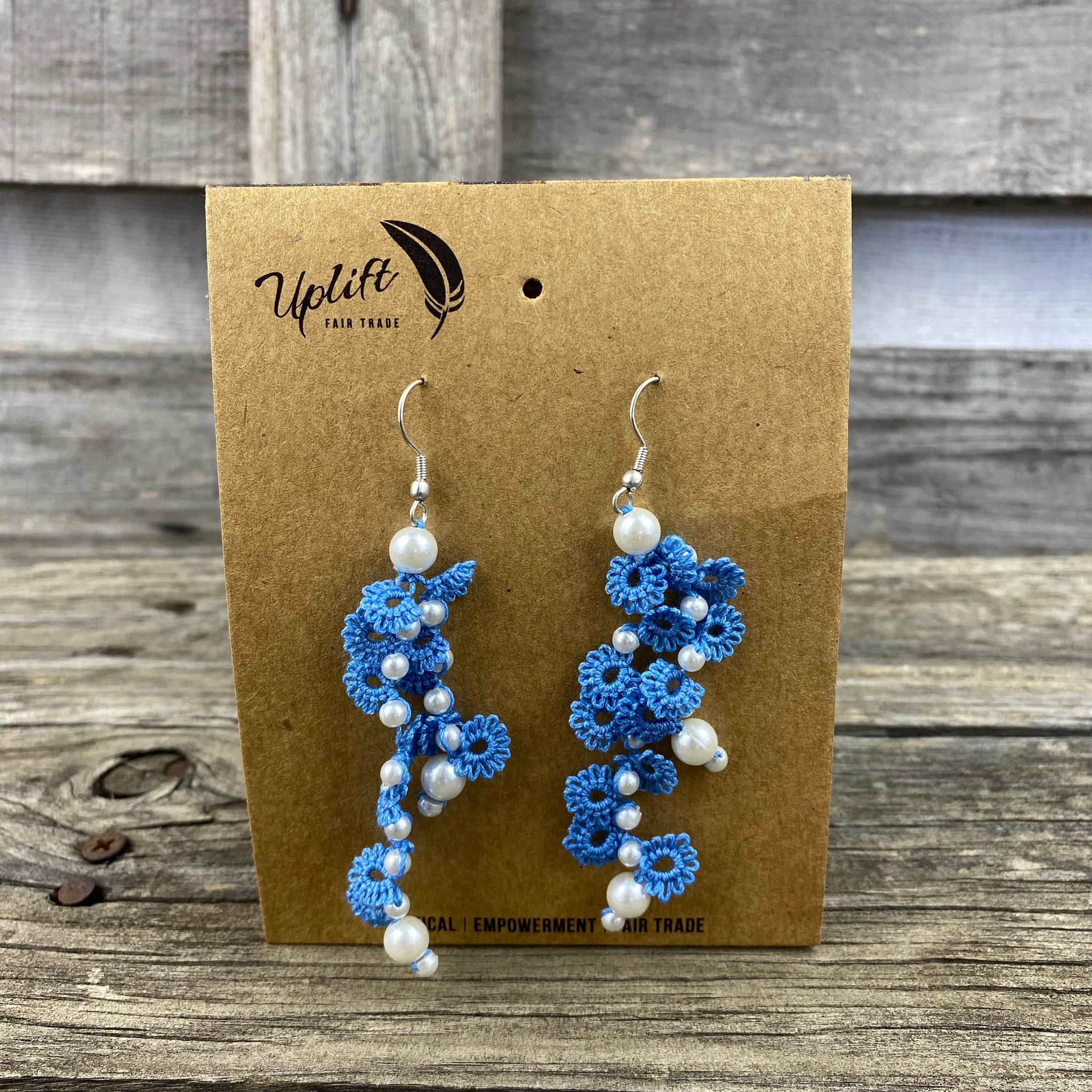 Fair Trade Earrings Tatted Cascade Design