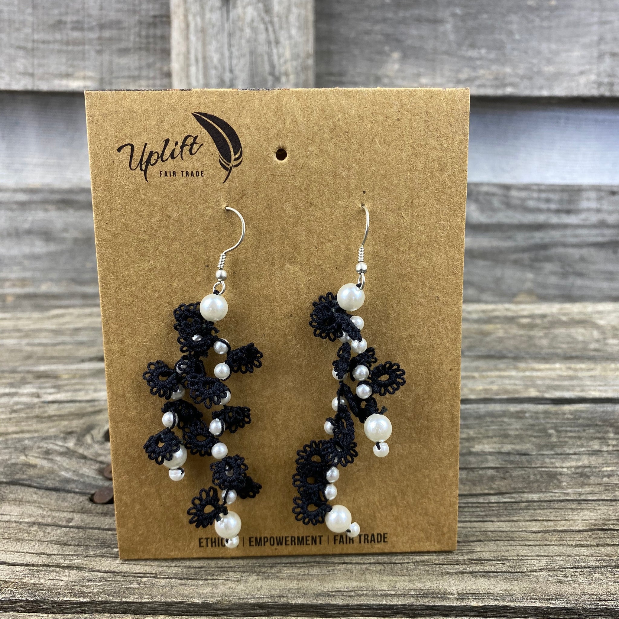 Fair Trade Earrings Tatted Cascade Design
