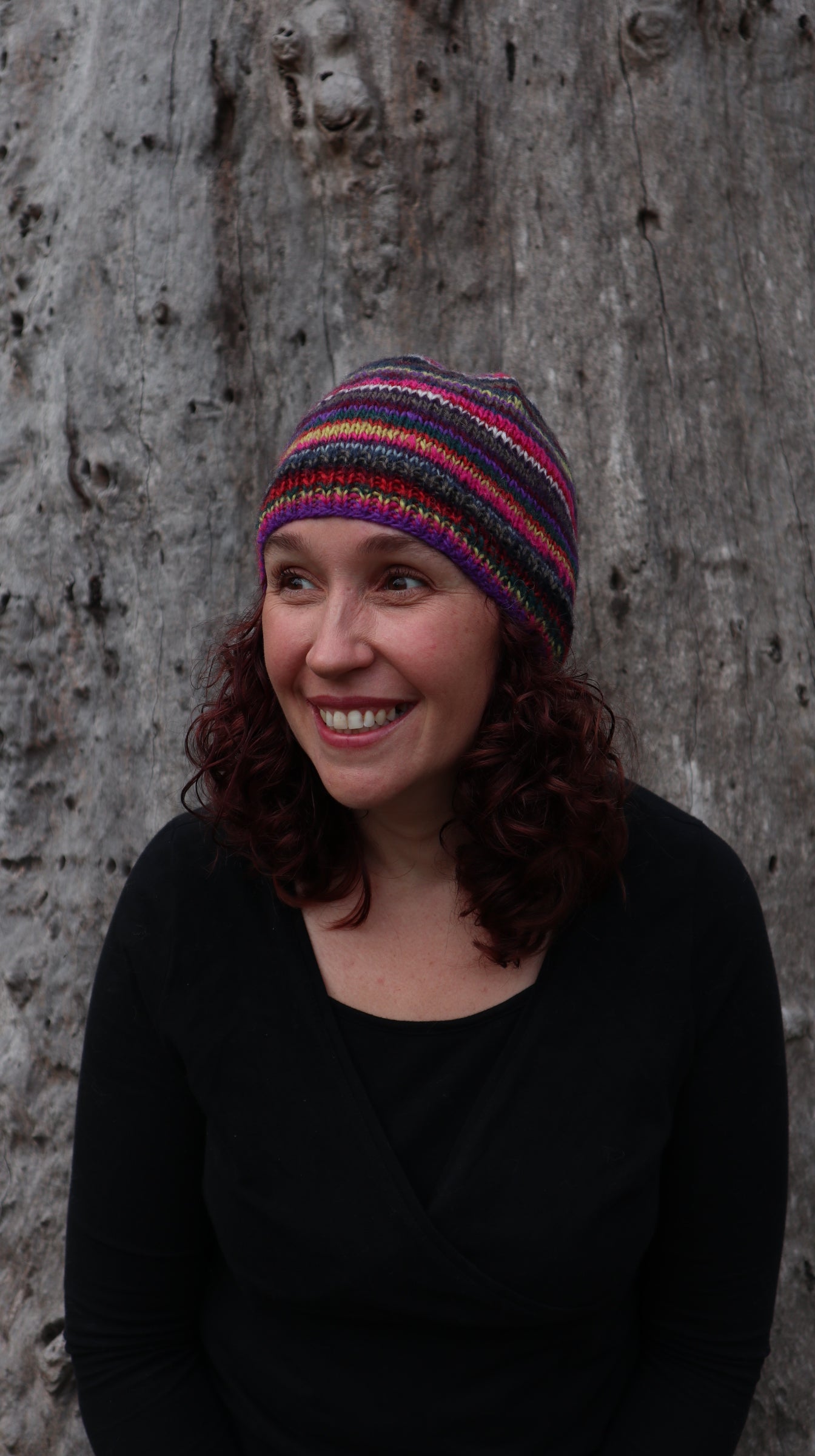 Fair Trade Ethical Woollen Beanie in a Striped Multi Coloured Design