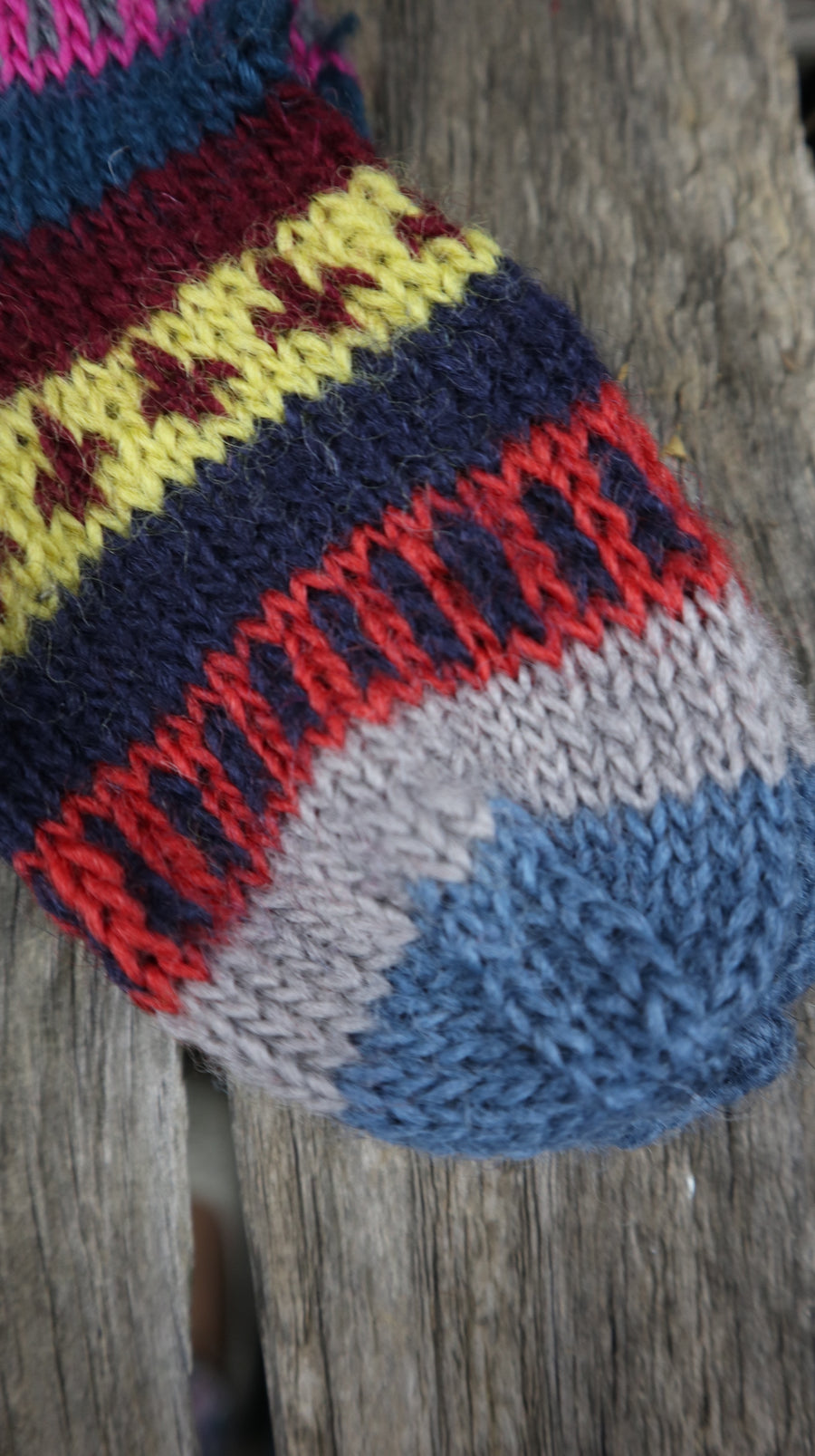 Fair Trade Ethical Children's Patterned Woollen Socks in Green, Grey and Red