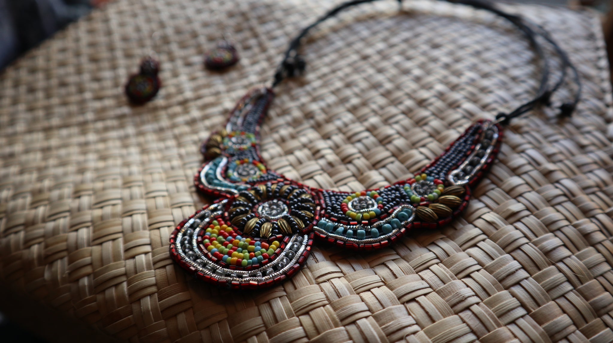 Fair Trade Dancing Colours Beaded Necklace Earrings Jewellery Set