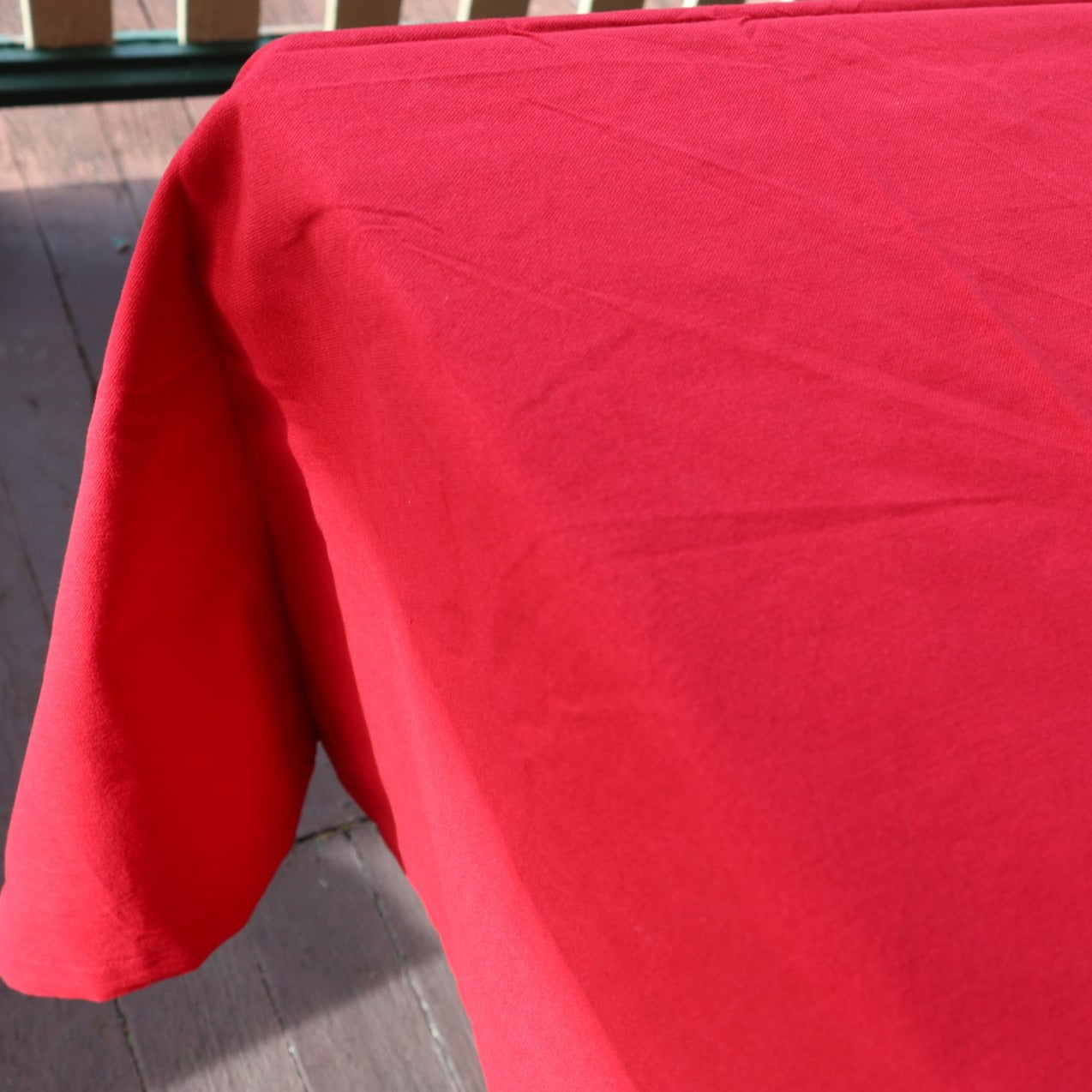 Fair trade ethical handwoven table cloth in a scarlet red colouring