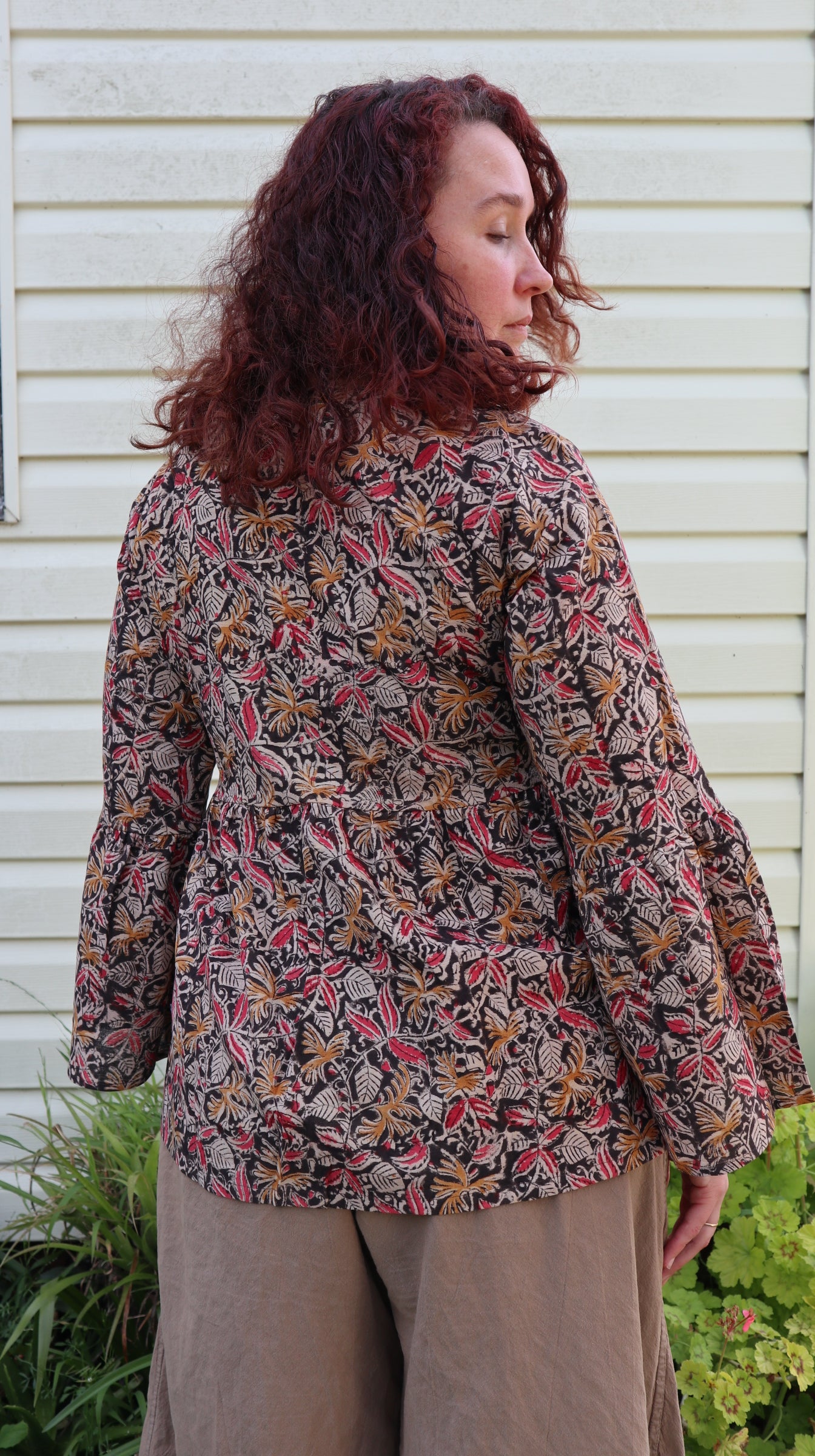 Fair Trade Bell Sleeve Square Neck Top Ebony Design