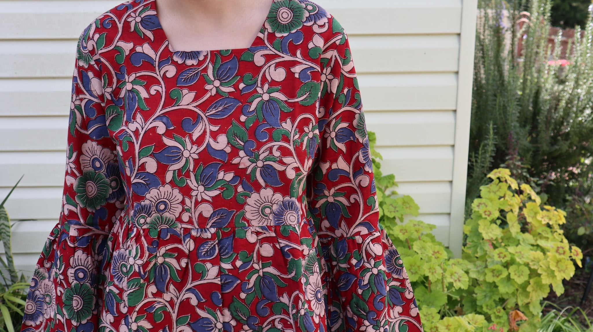 Fair Trade Bell Sleeve Square Neck Evelyn Design Top