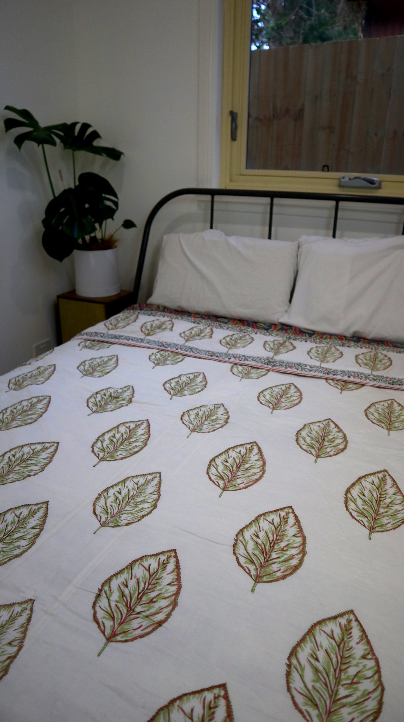 Fair Trade Organic Cotton Jungle Leaves Reversible Quilt