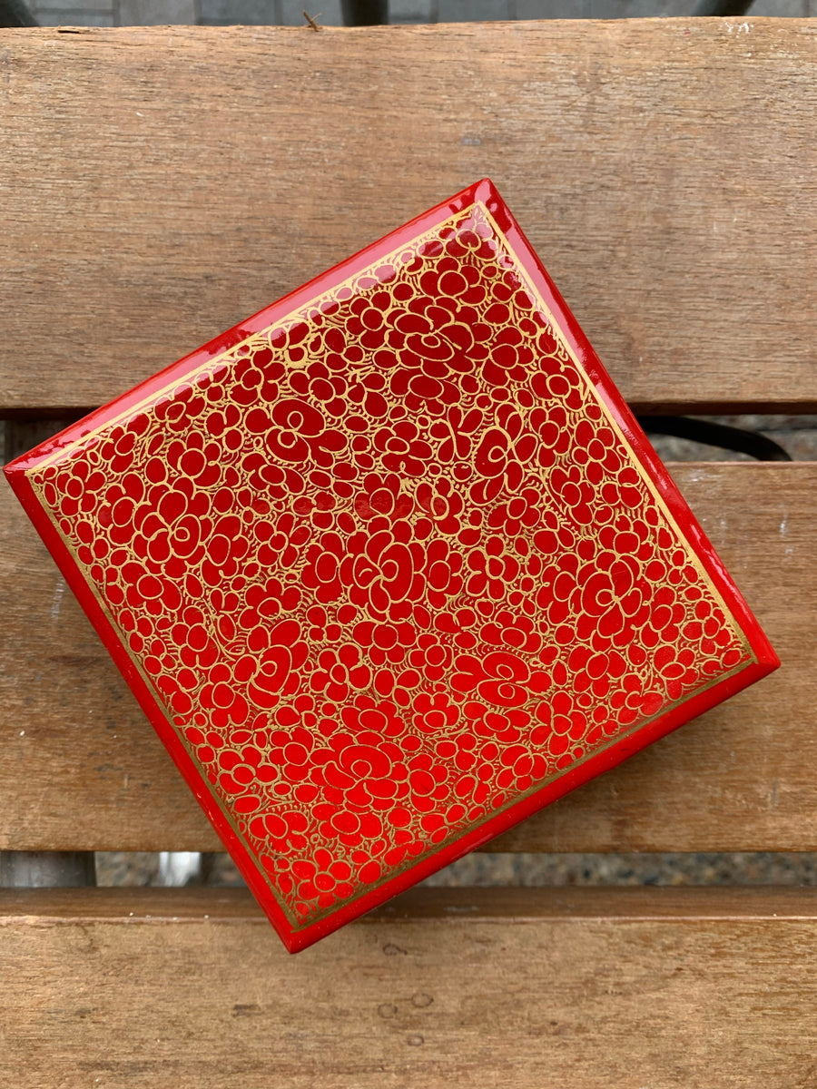 Fair Trade Ethical Homewares and Decoration Coaster Box Set Square Red