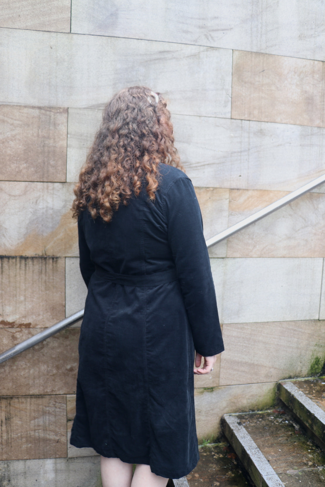 Fair Trade Corduroy Trench Dress Black