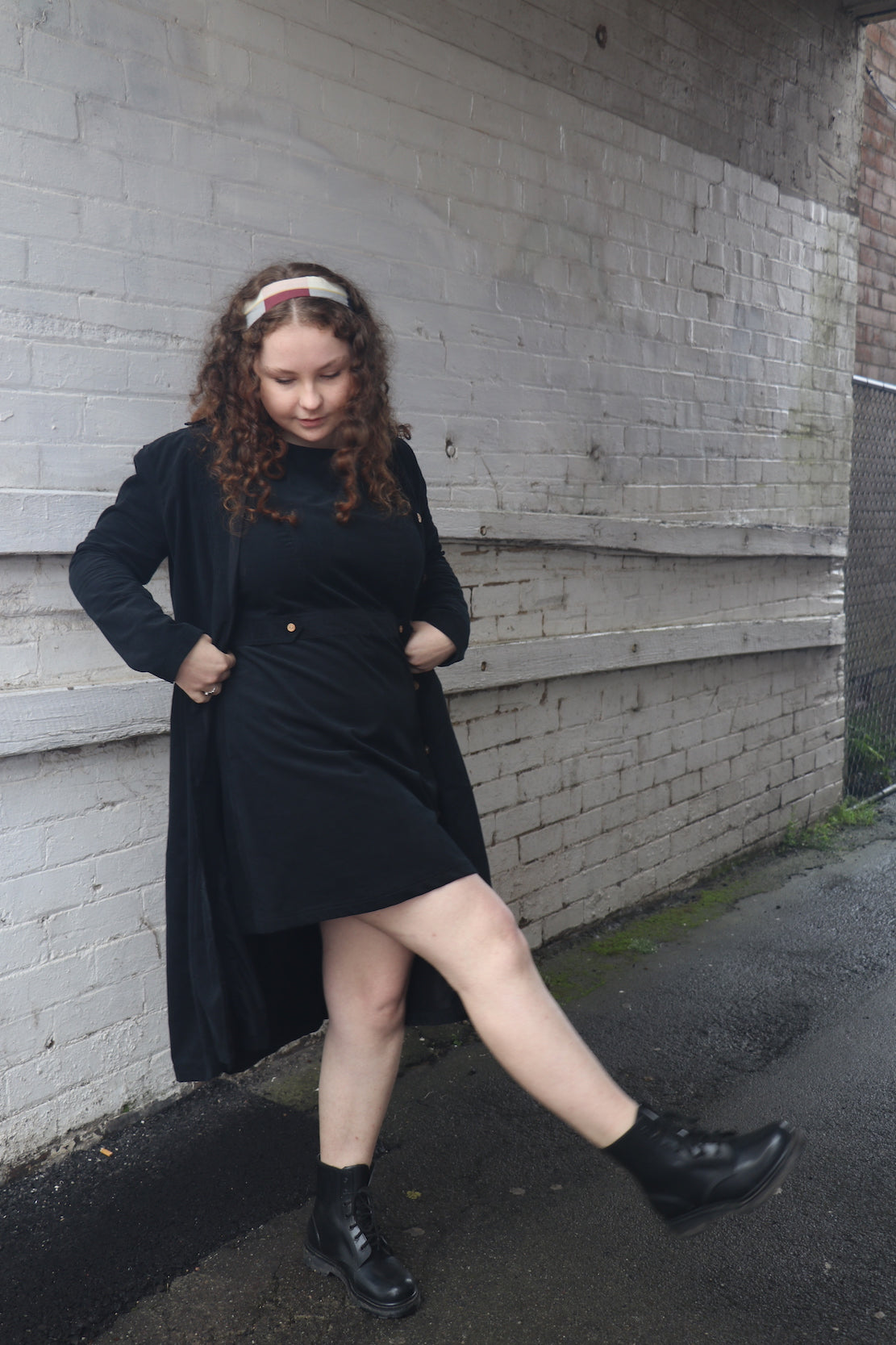 Fair Trade Cord Button Dress Black