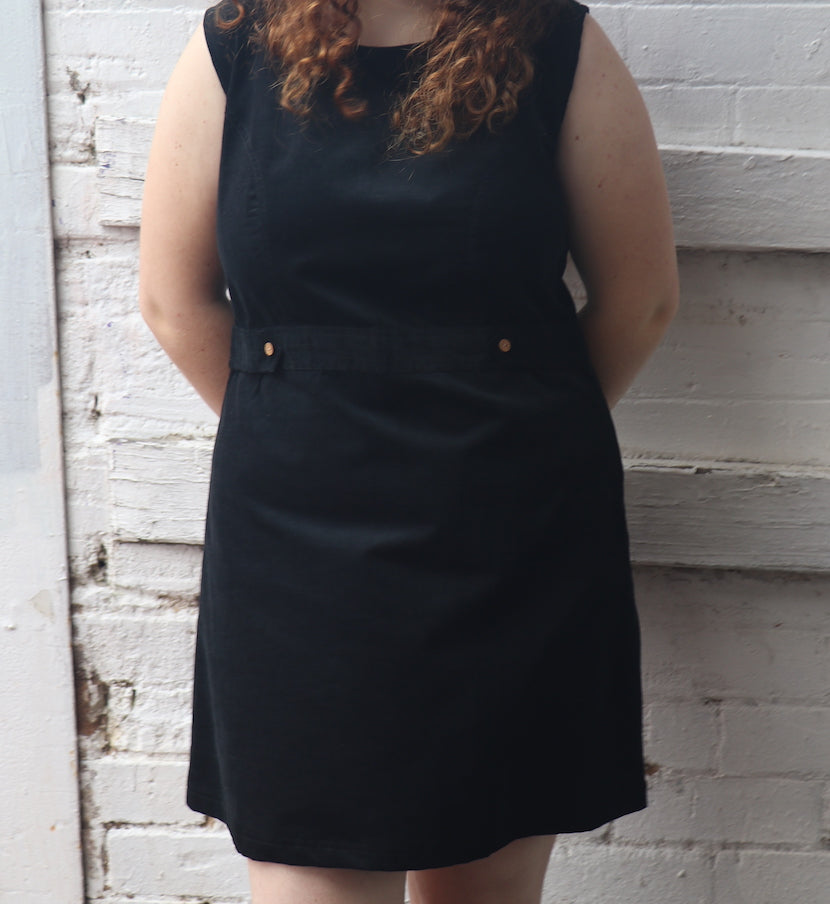 Fair Trade Cord Button Dress Black