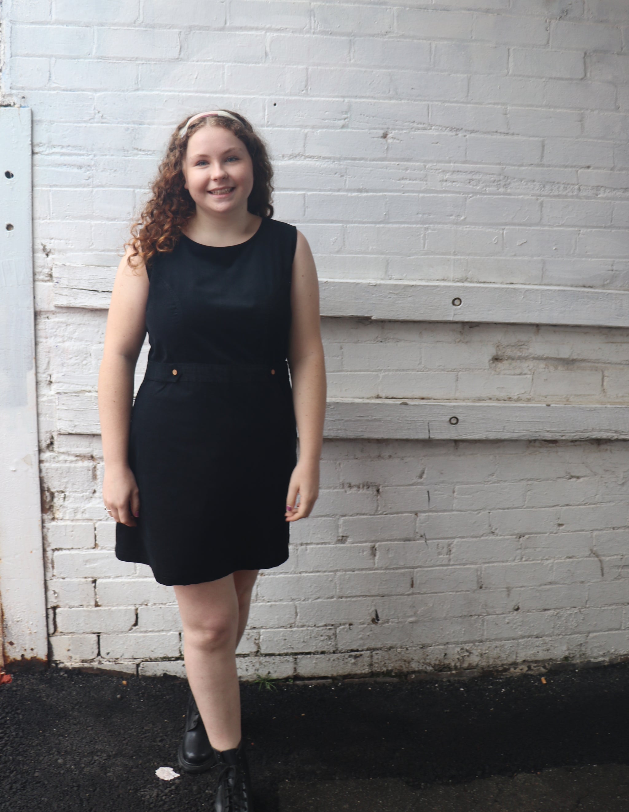 Fair Trade Cord Button Dress Black