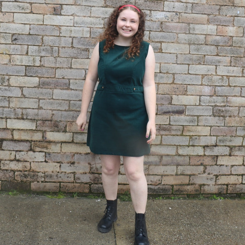 Fair Trade Green Corduroy Pinafore Dress