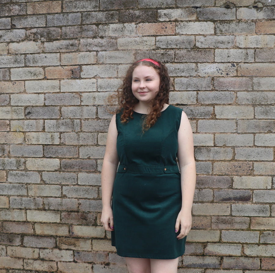 Fair Trade Green Corduroy Pinafore Dress