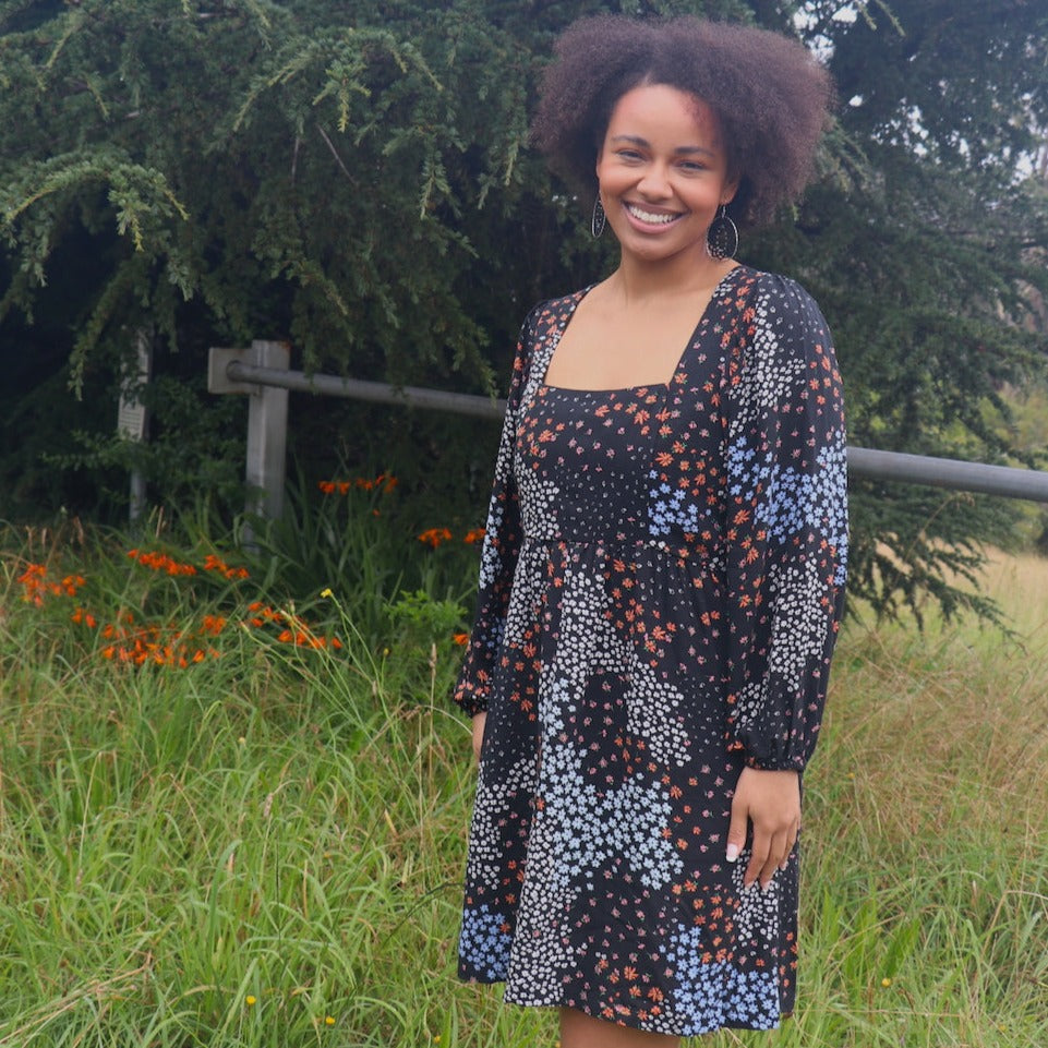 Fair Trade Skater Dress Black Garden