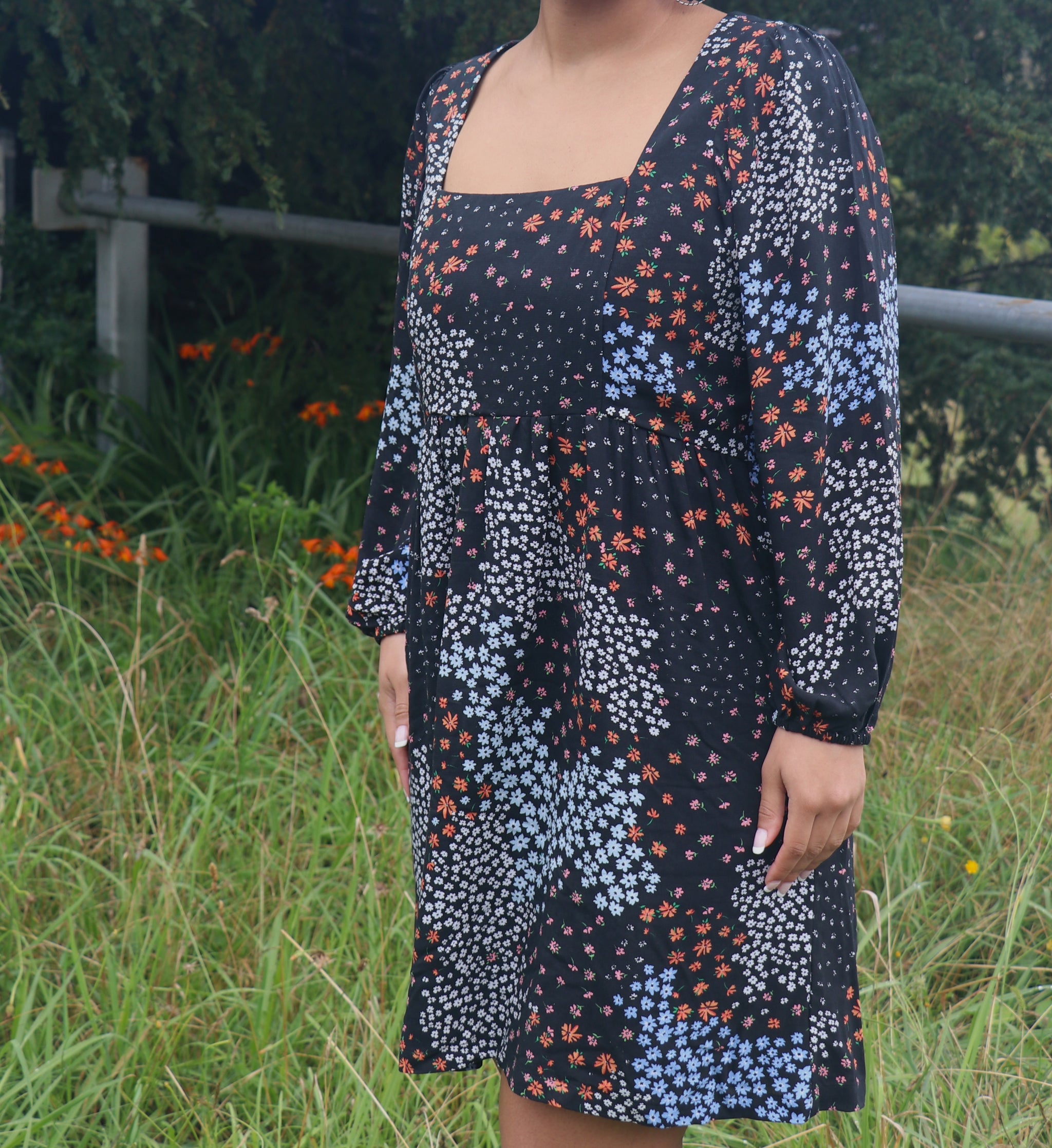 Fair Trade Skater Dress Black Garden