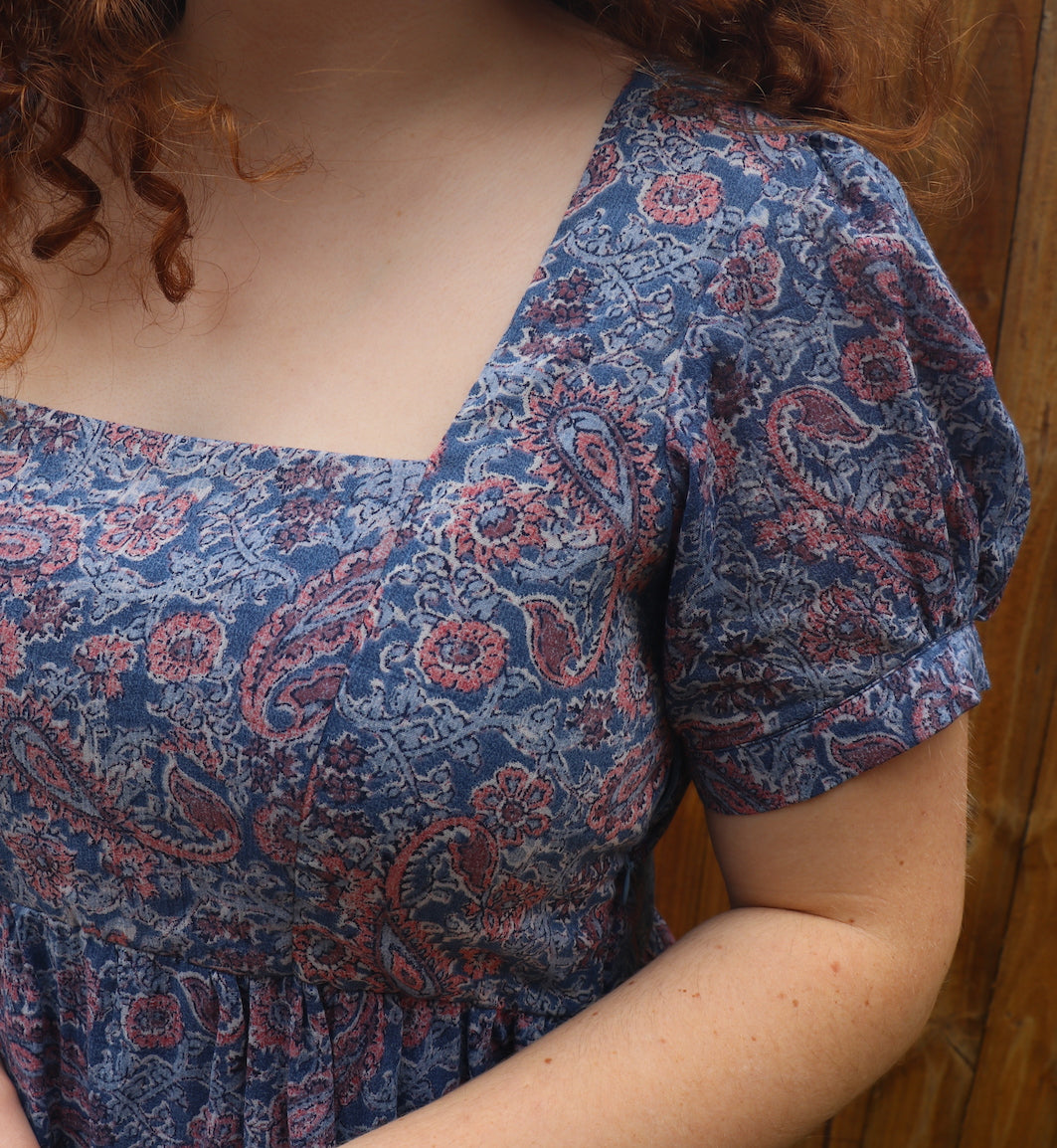Fair Trade Skater Dress Blue Paisley