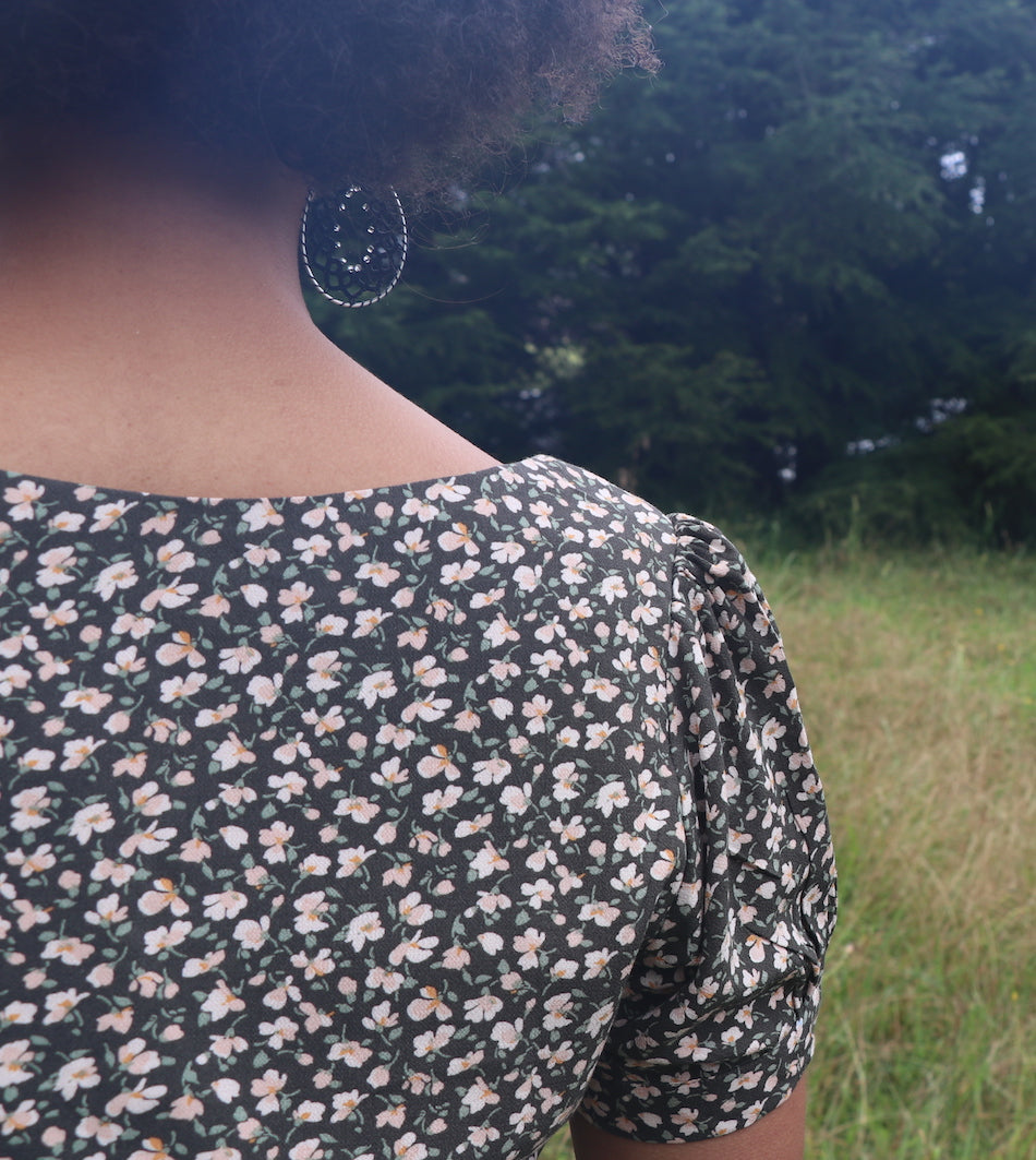 Fair Trade Skater Dress Sage Flower