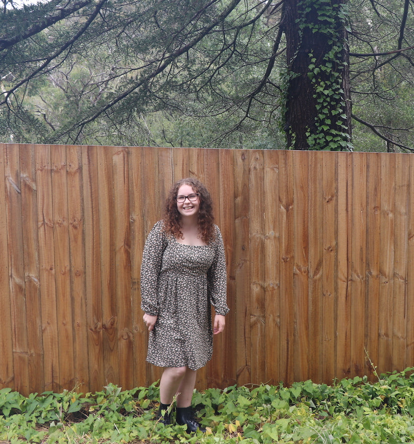 Fair Trade Skater Dress Sage Flower