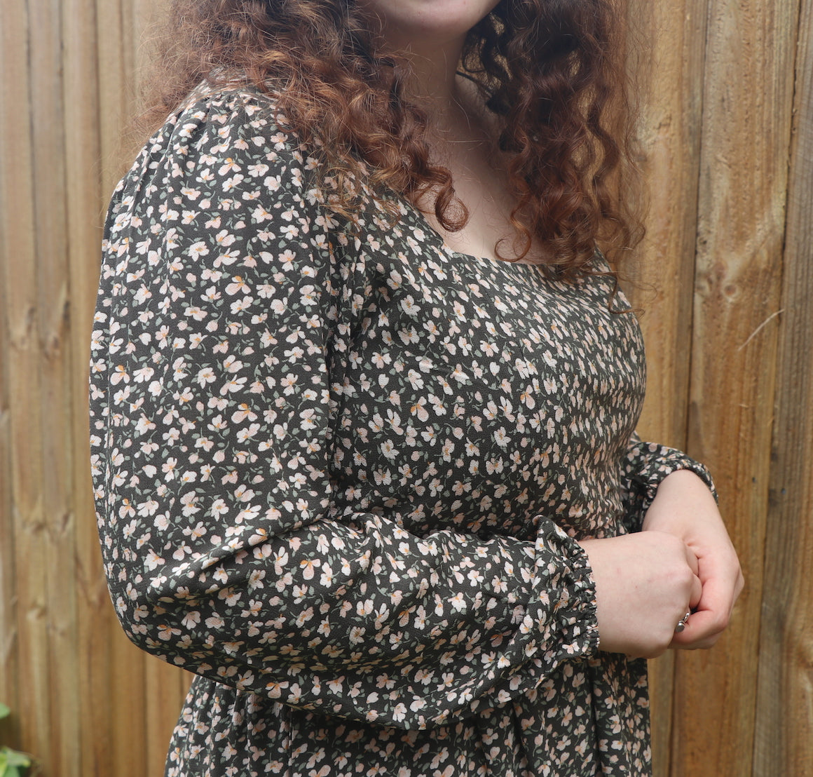 Fair Trade Skater Dress Sage Flower