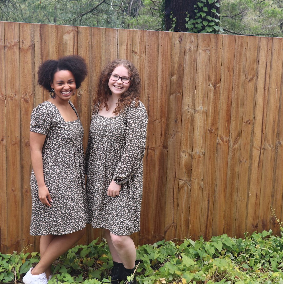 Fair Trade Skater Dress Sage Flower