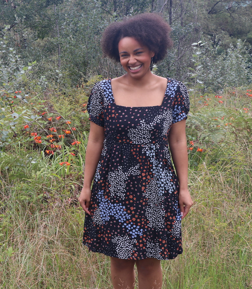 Fair Trade Skater Dress Black Garden