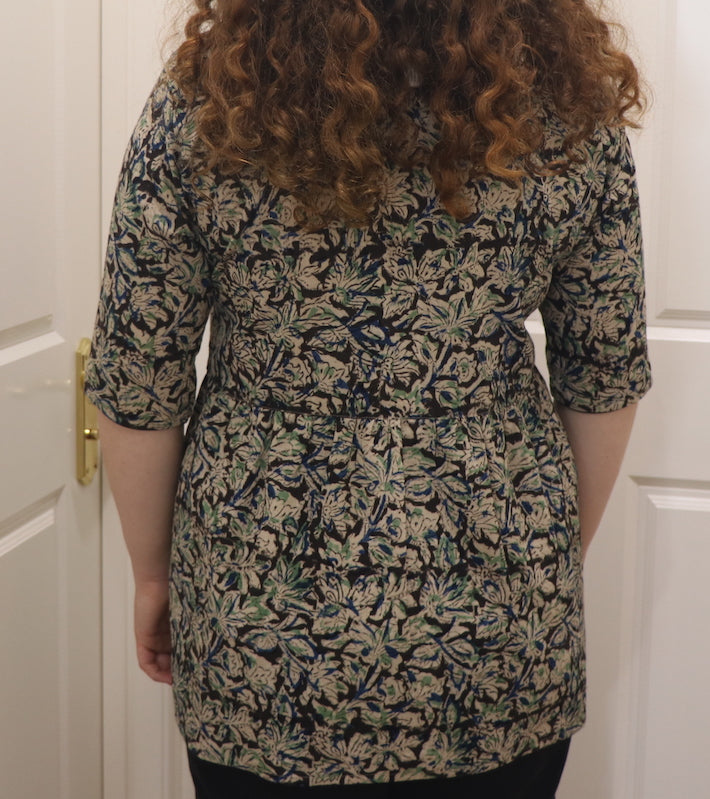 Fair Trade Kalamkari Placket Top Green Shadow Design