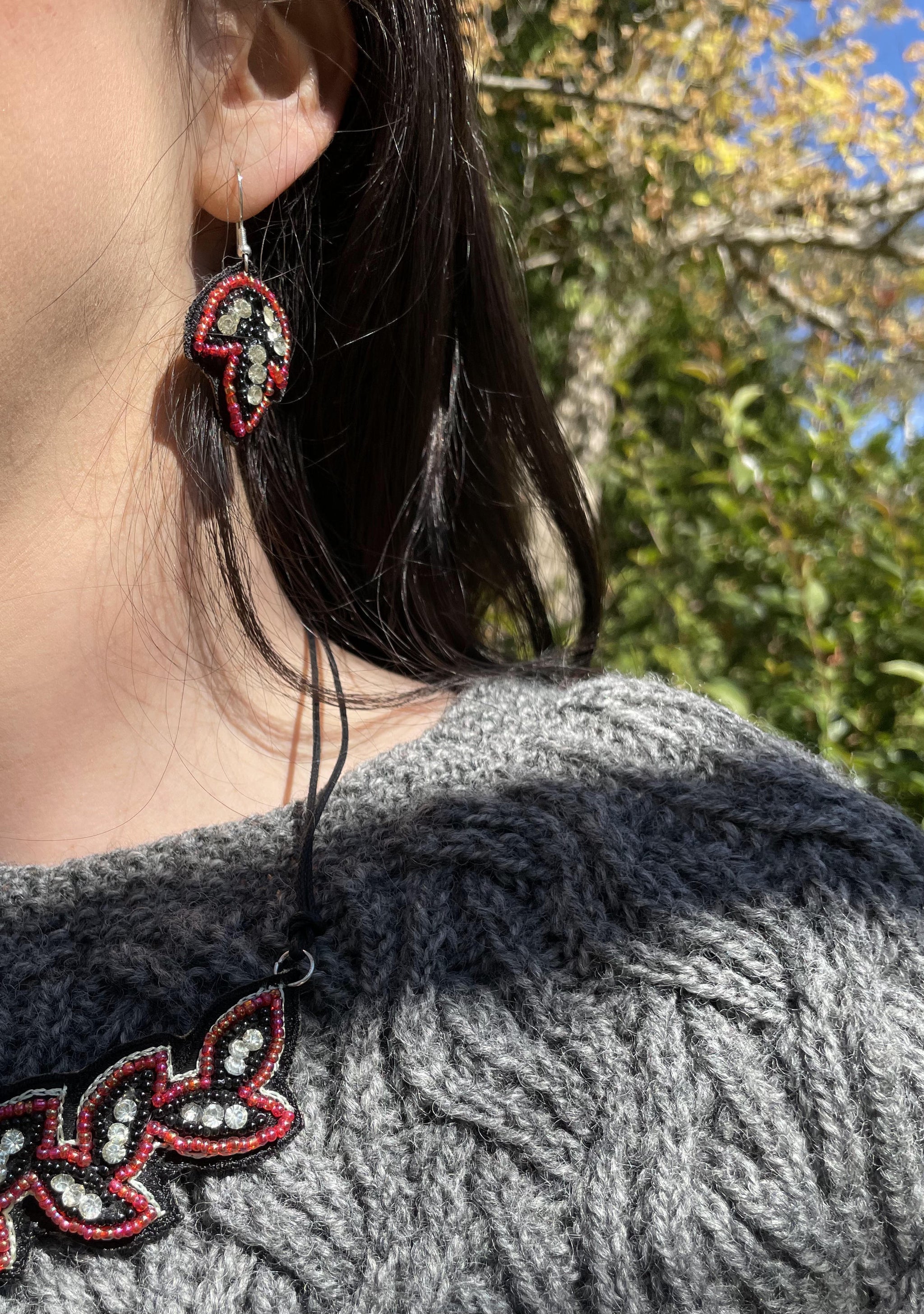 Fair Trade Ethical Beaded Falling Midnight Necklace and Earrings Jewellery