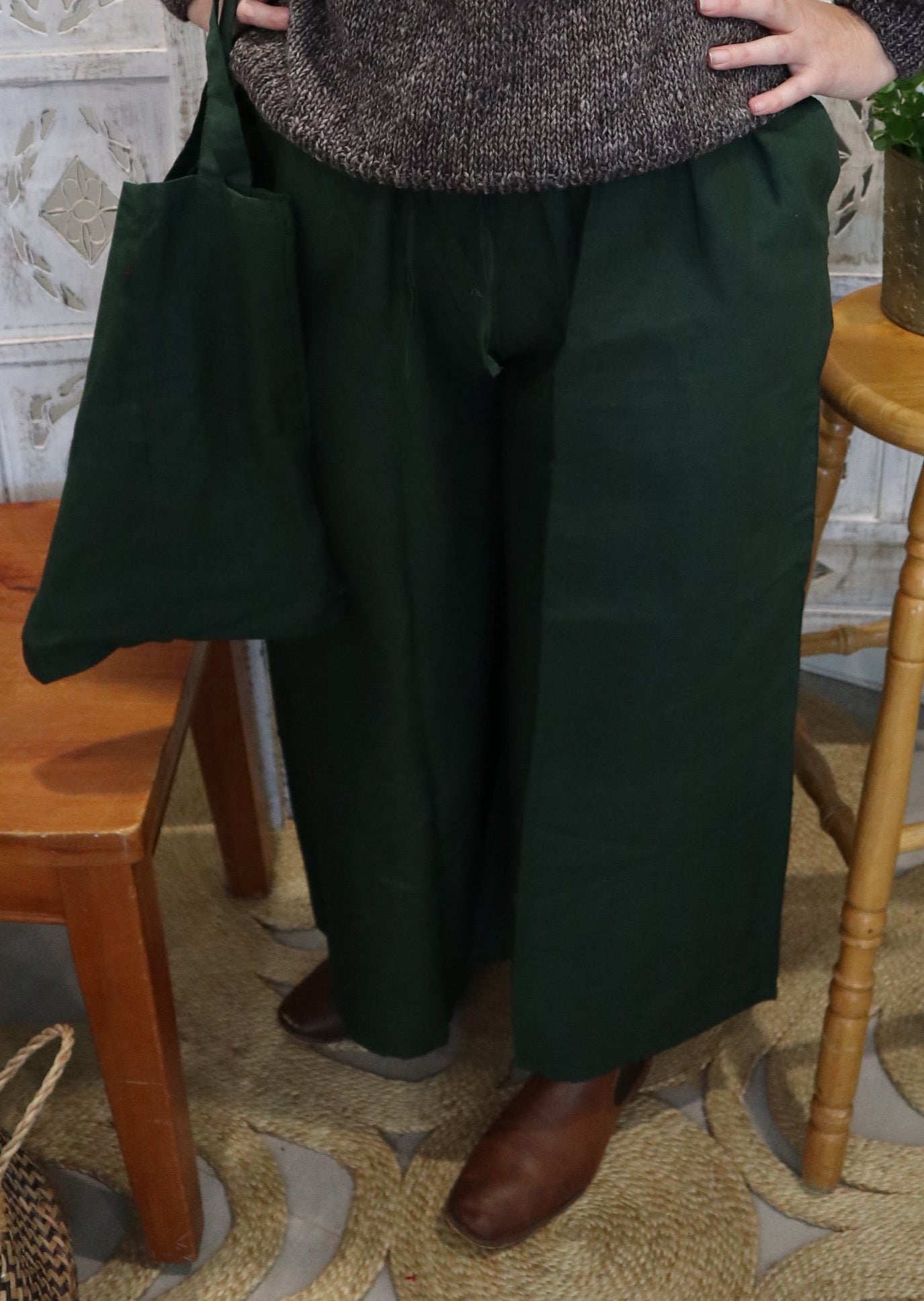 Fair Trade Palazzo Pants Bottle Green